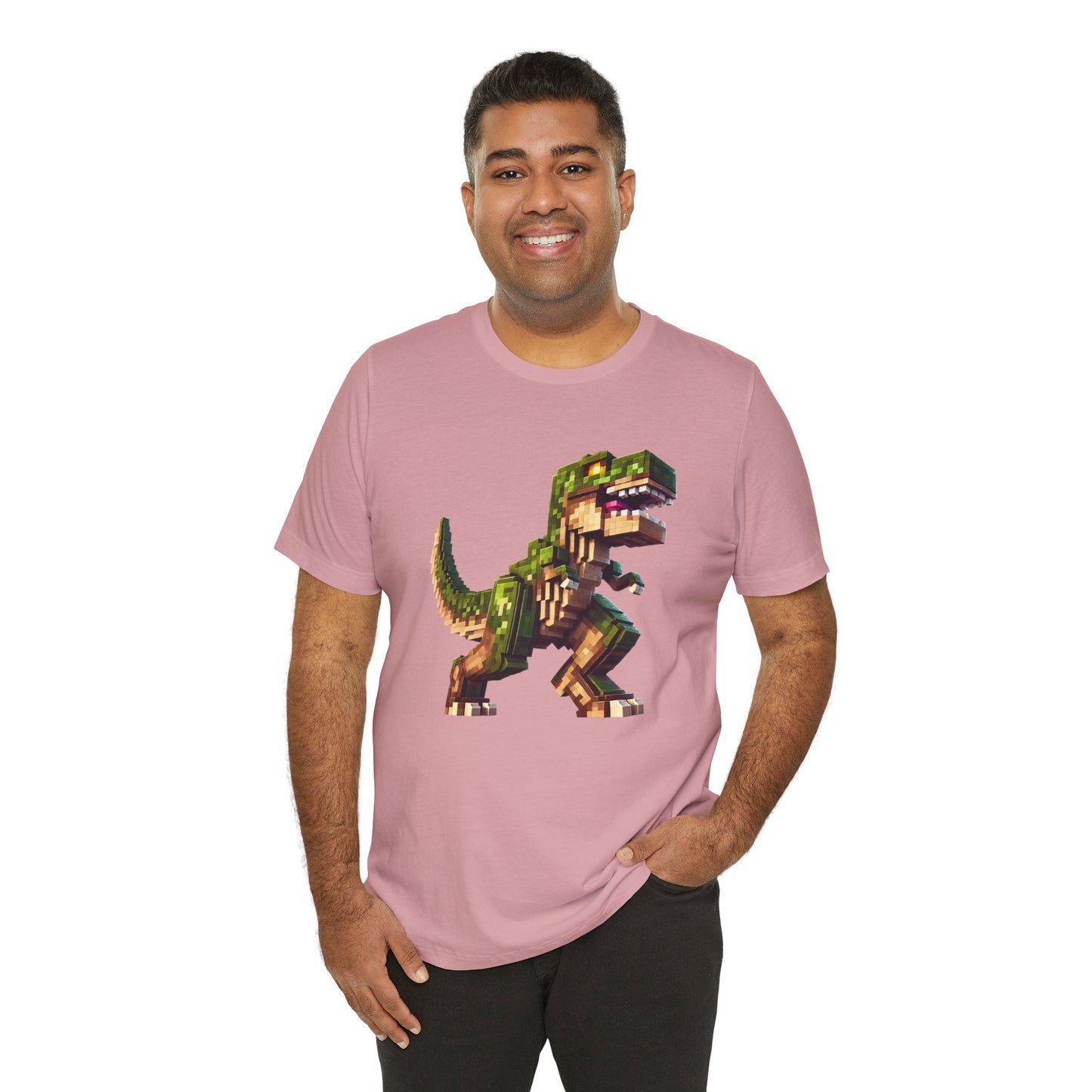 Pixel Dinosaur T-Shirt – Retro Dino Graphic Tee for Adults
