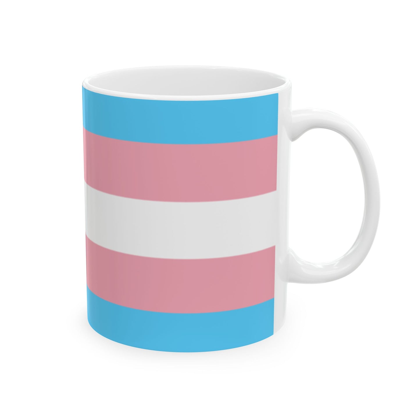 Transgender Pride Flag Cup – Blue, Pink & White LGBTQ+ Ceramic Mug
