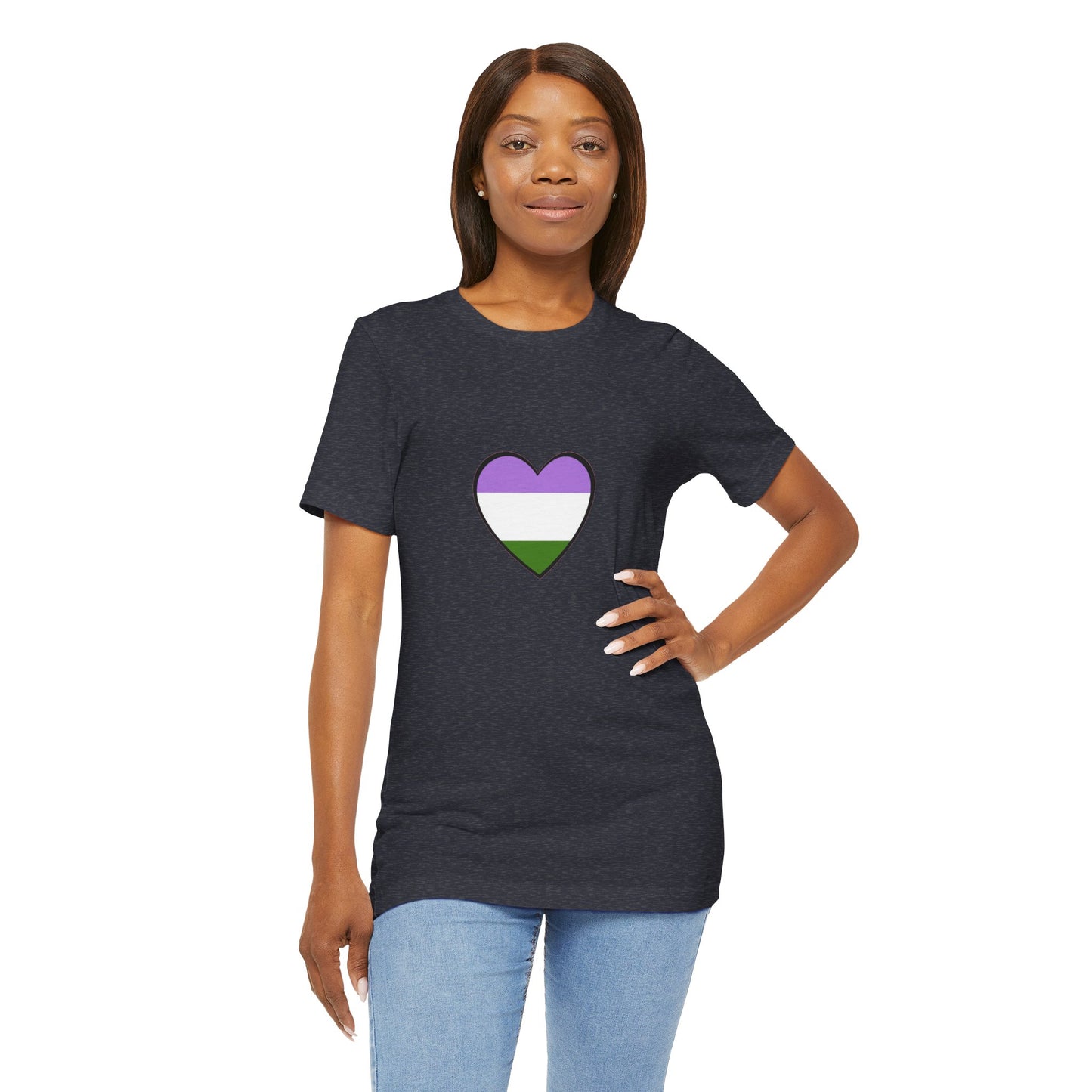 Genderqueer Flag Heart T-Shirt – Unisex LGBTQ+ Graphic Tee