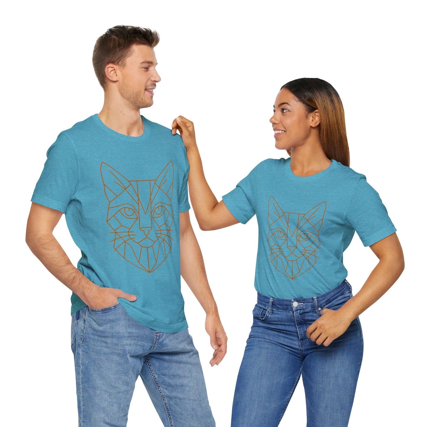 Geometric Cat T-Shirt – Minimalist Line Art Tee - WhimSpin - https://whimspin.com