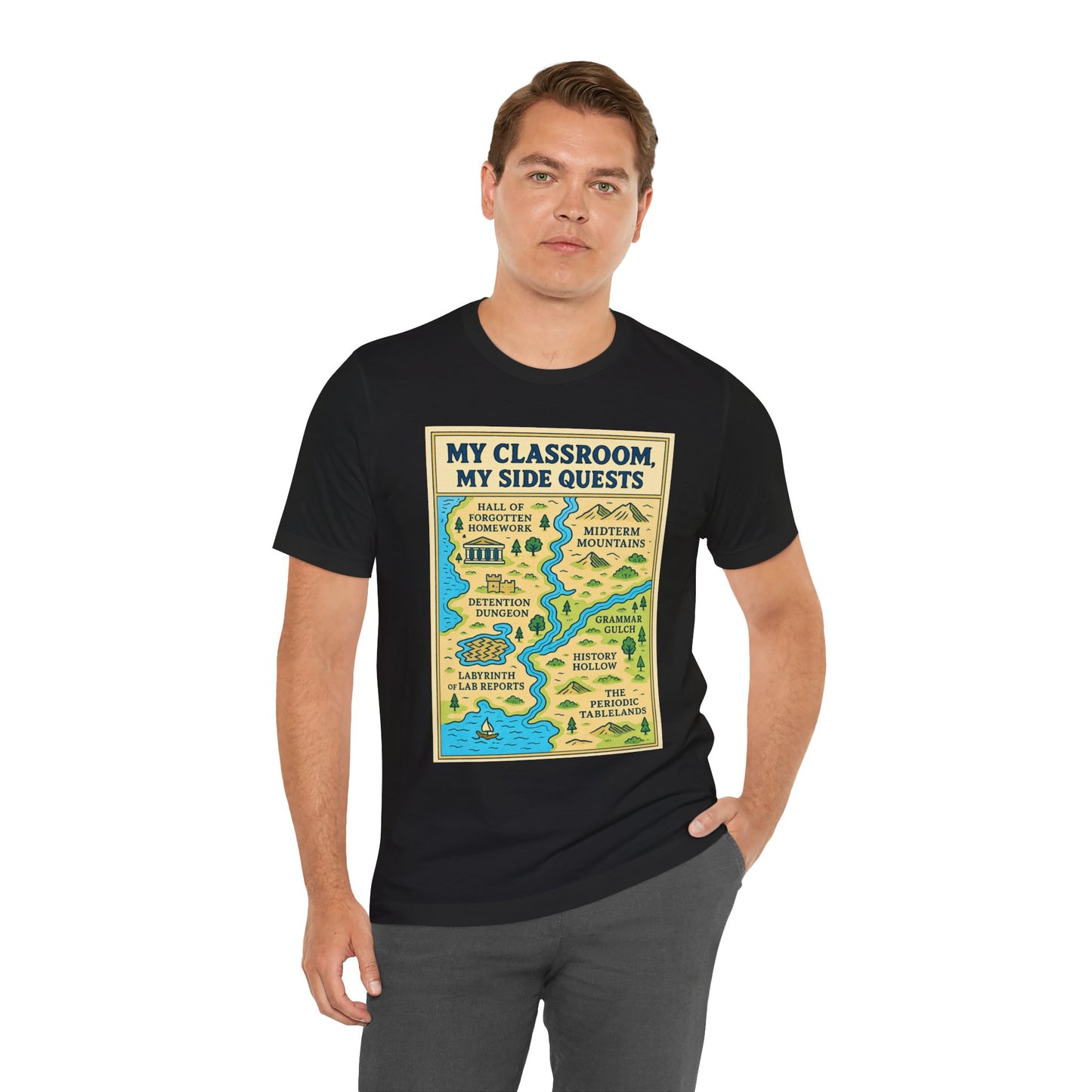 My Classroom, My Side Quests T-Shirt – RPG Map Tee for Teachers