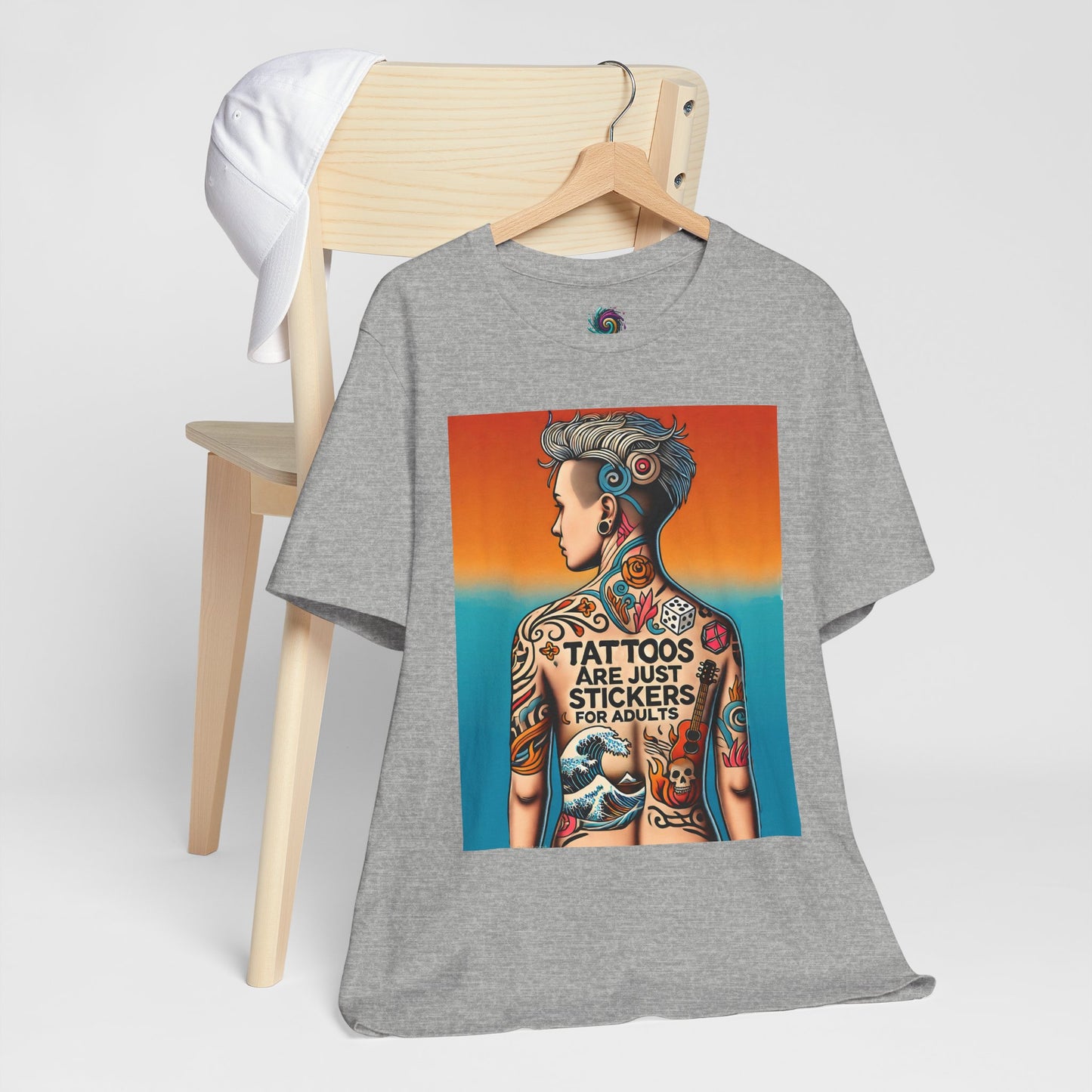 Tattoos Are Just Stickers for Adults T-Shirt – Funny Tattoo Lover Graphic Tee - WhimSpin - https://whimspin.com