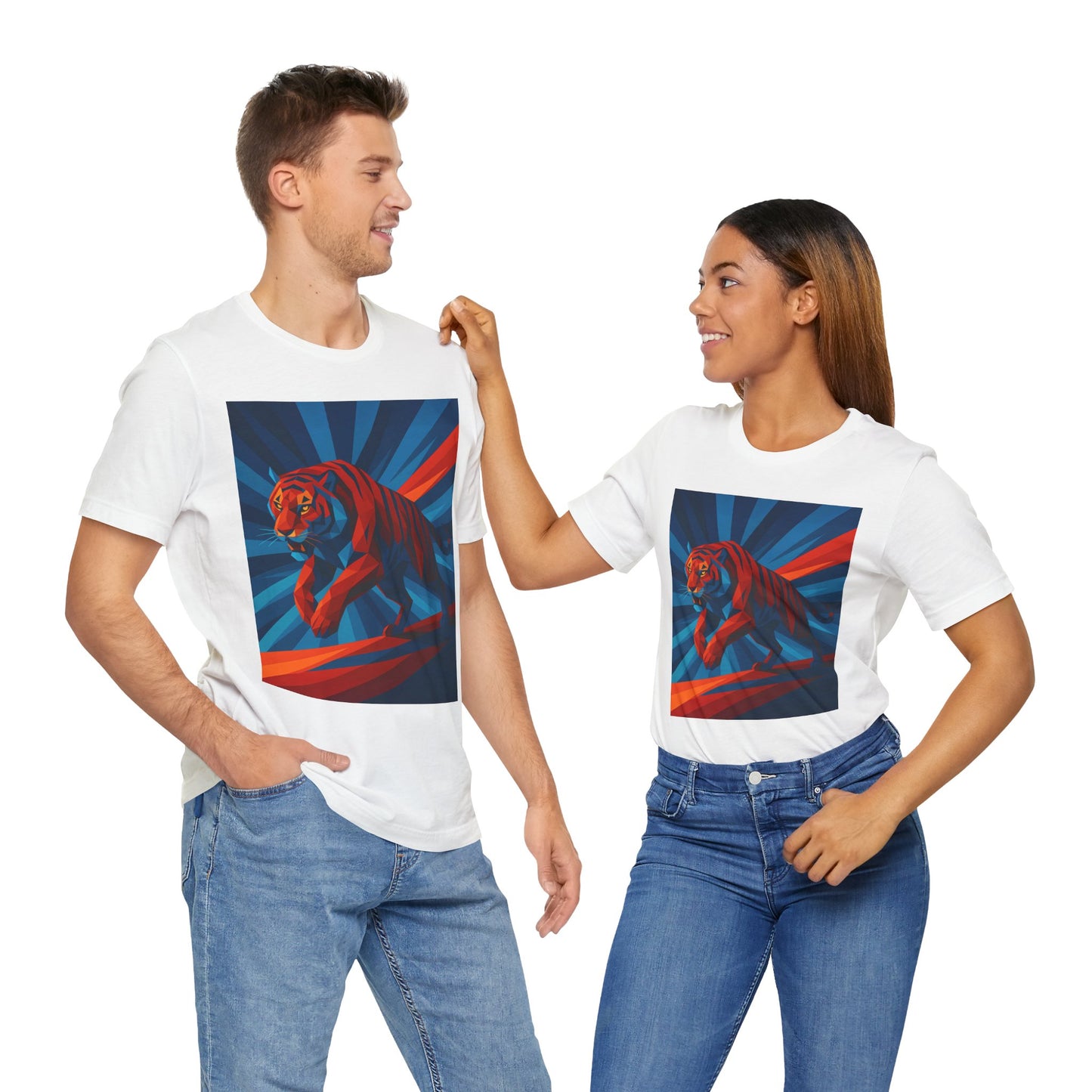 Geometric Tiger T-Shirt – Bold Jungle Animal Tee in Abstract Style - WhimSpin - https://whimspin.com