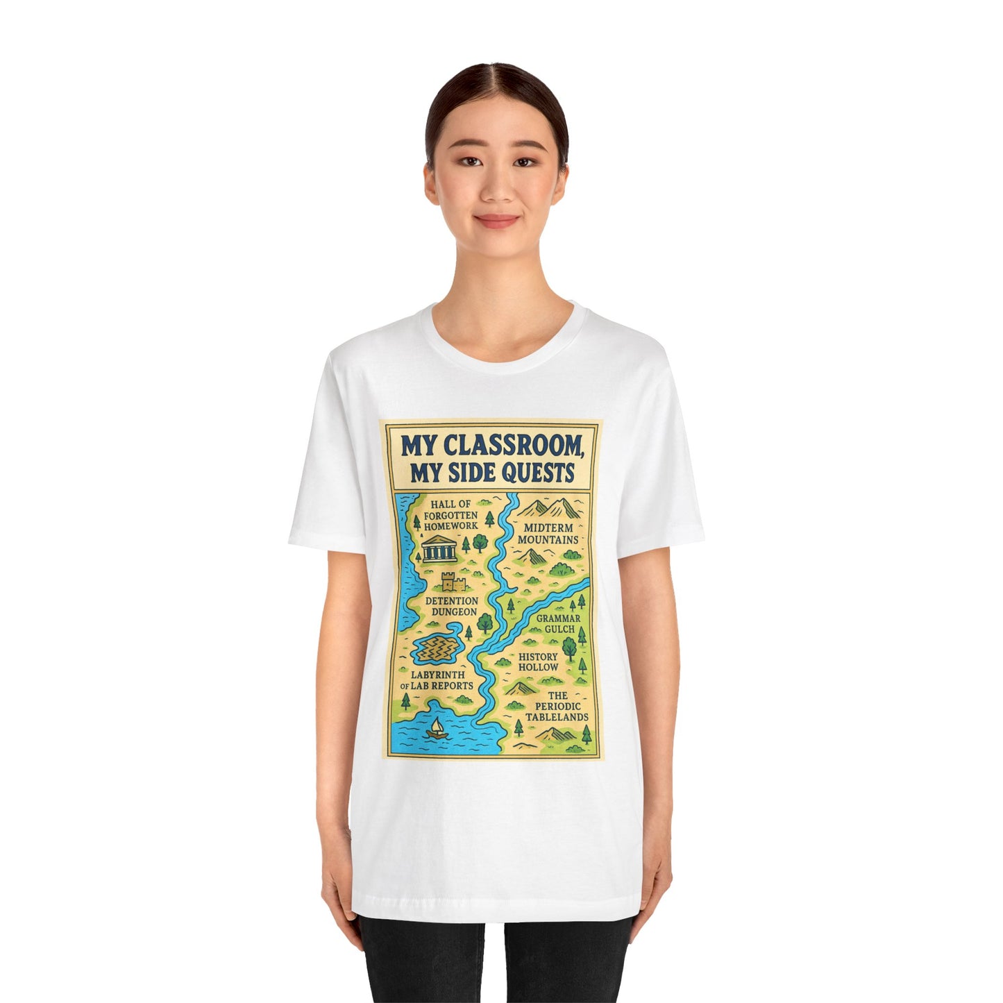 My Classroom, My Side Quests T-Shirt – RPG Map Tee for Teachers