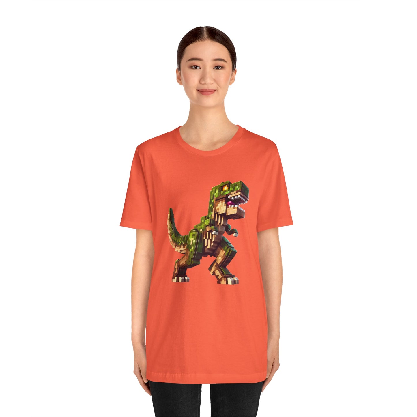 Pixel Dinosaur T-Shirt – Retro Dino Graphic Tee for Adults