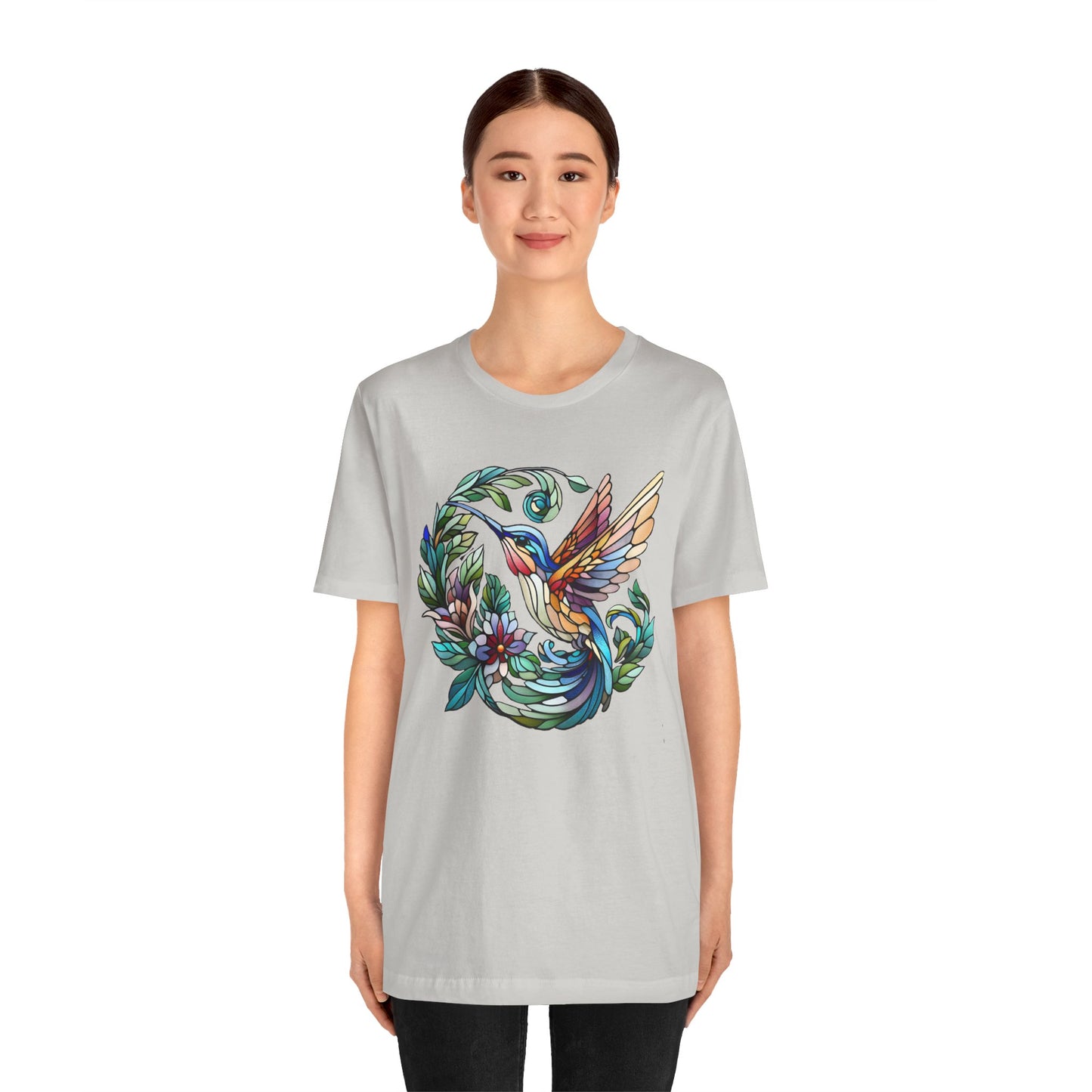 Stained Glass Hummingbird Tee – Vibrant Nature Shirt