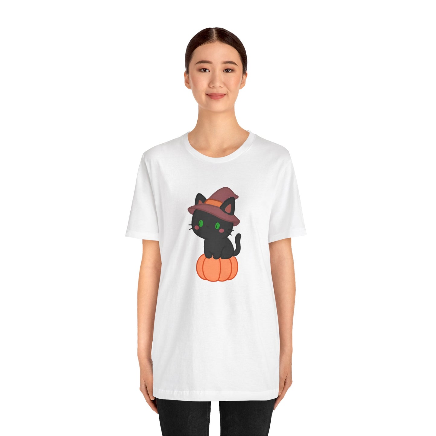 Halloween Cat Shirt – Cute Cat on a Pumpkin Graphic Tee