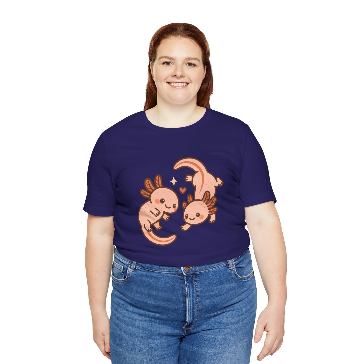 Kawaii Axolotl T-Shirt – Cute Tee with Smiling Axolotls - WhimSpin - https://whimspin.com