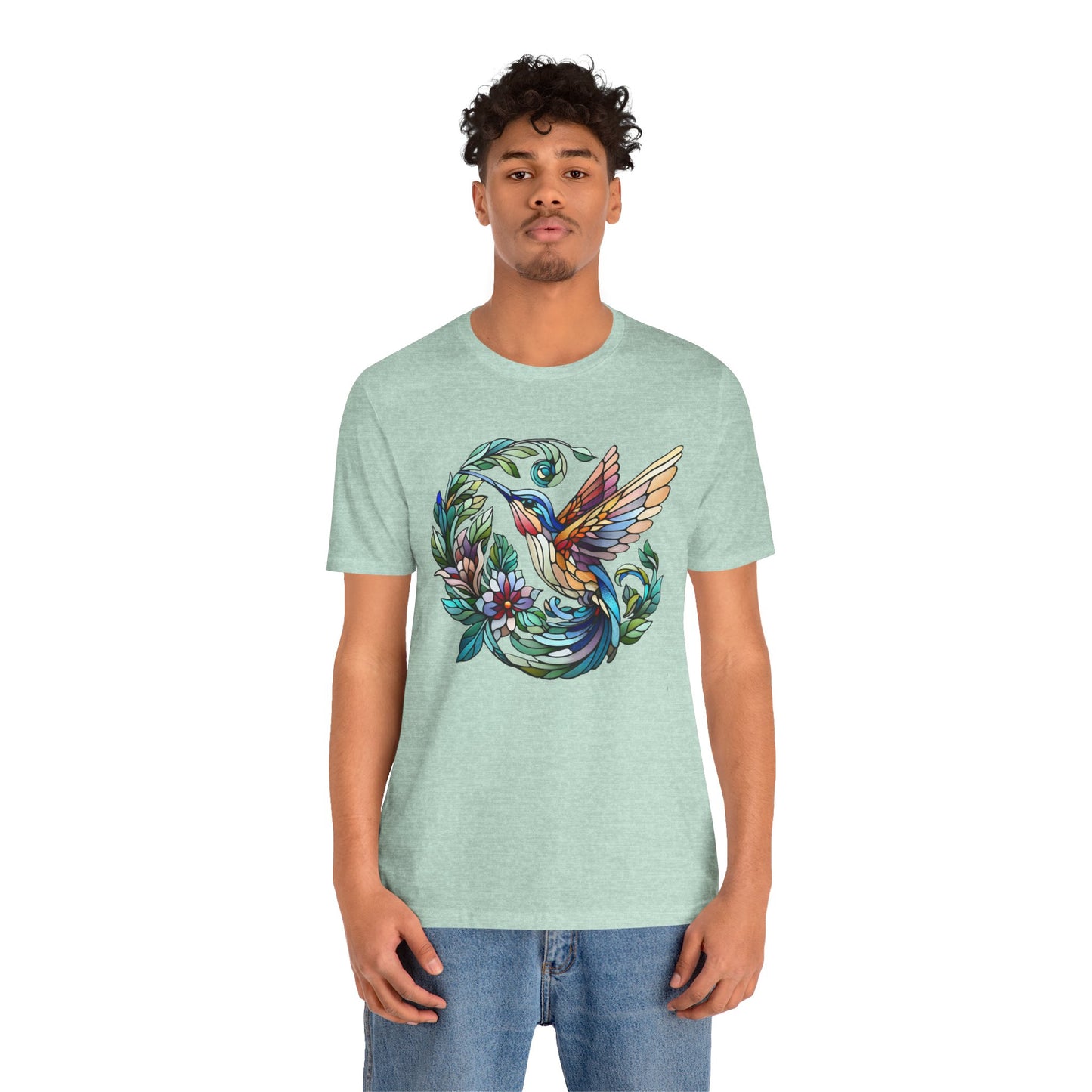 Stained Glass Hummingbird Tee – Vibrant Nature Shirt