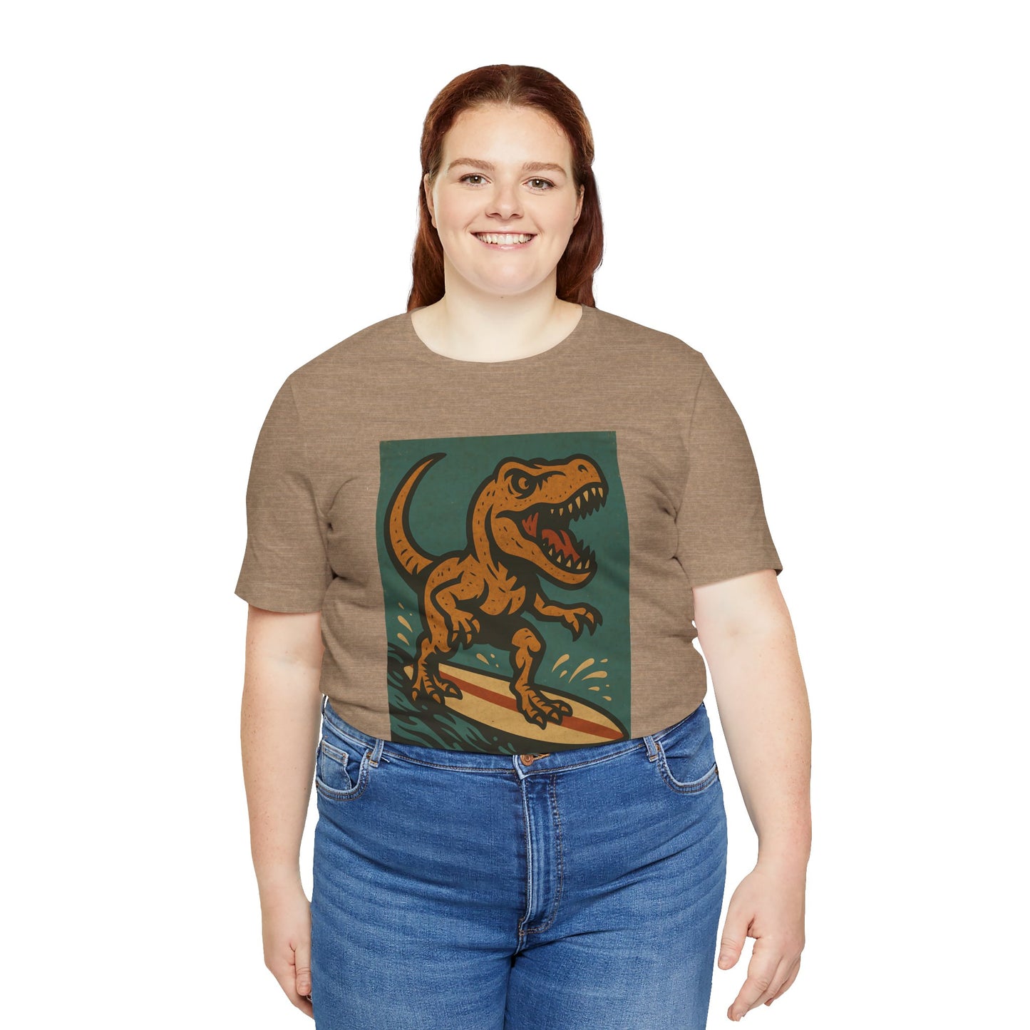 Surfing T-Rex T-Shirt – Funny Dinosaur Surfing Graphic Tee