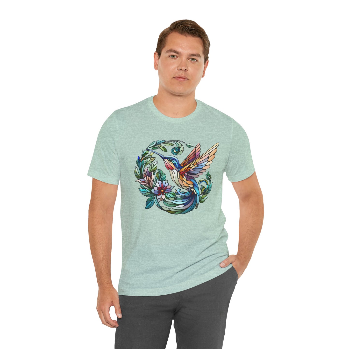 Stained Glass Hummingbird Tee – Vibrant Nature Shirt