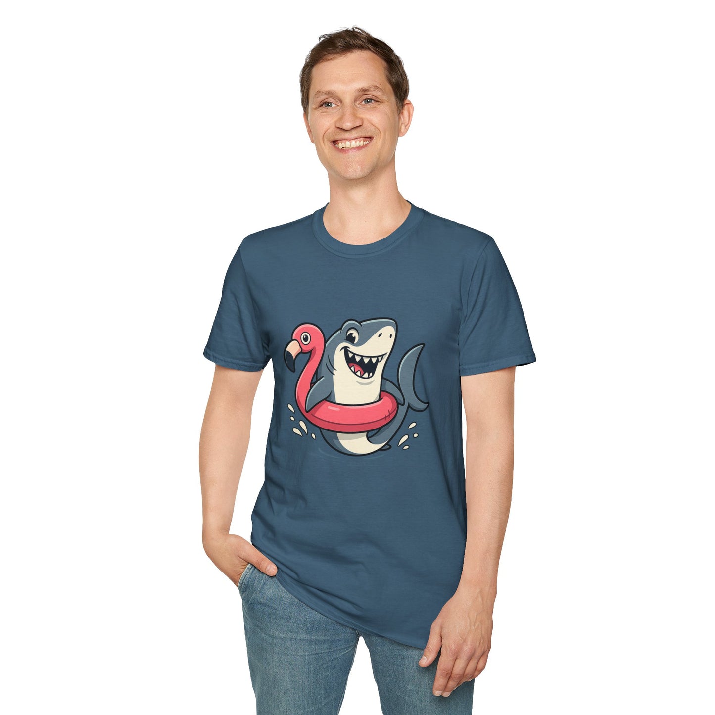 Shark & Flamingo Floatie T-Shirt – Funny Beach & Pool Day Tee
