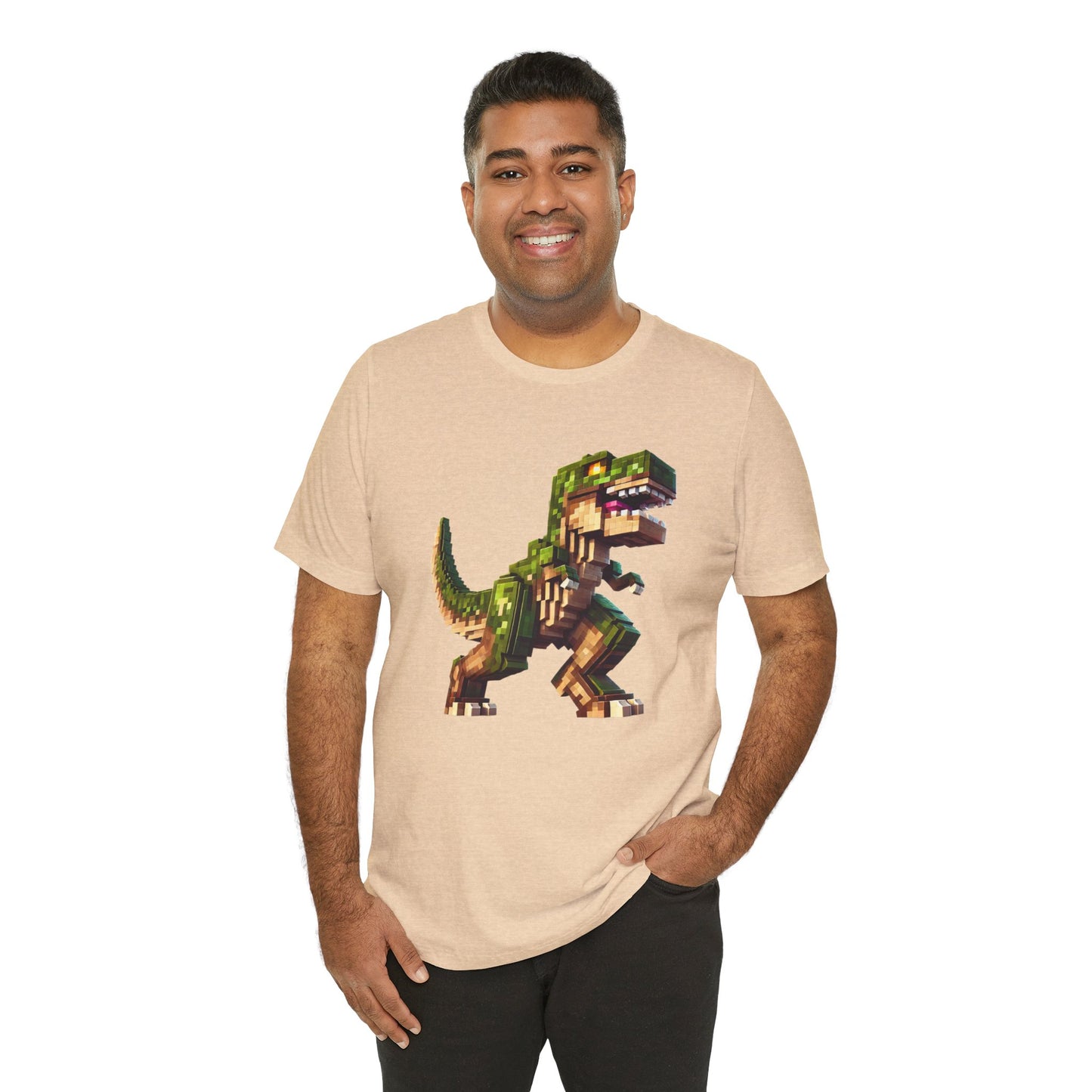 Pixel Dinosaur T-Shirt – Retro Dino Graphic Tee for Adults