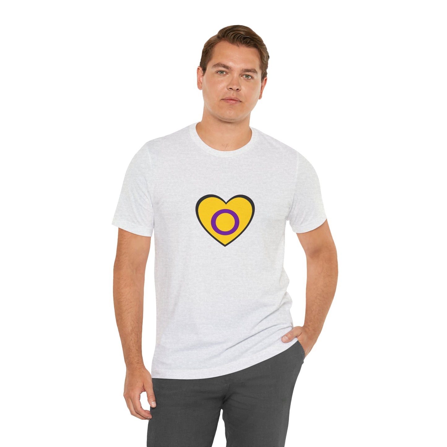 Intersex Pride Flag Heart T-Shirt – Minimalist LGBTQ+ Support Tee - WhimSpin - https://whimspin.com