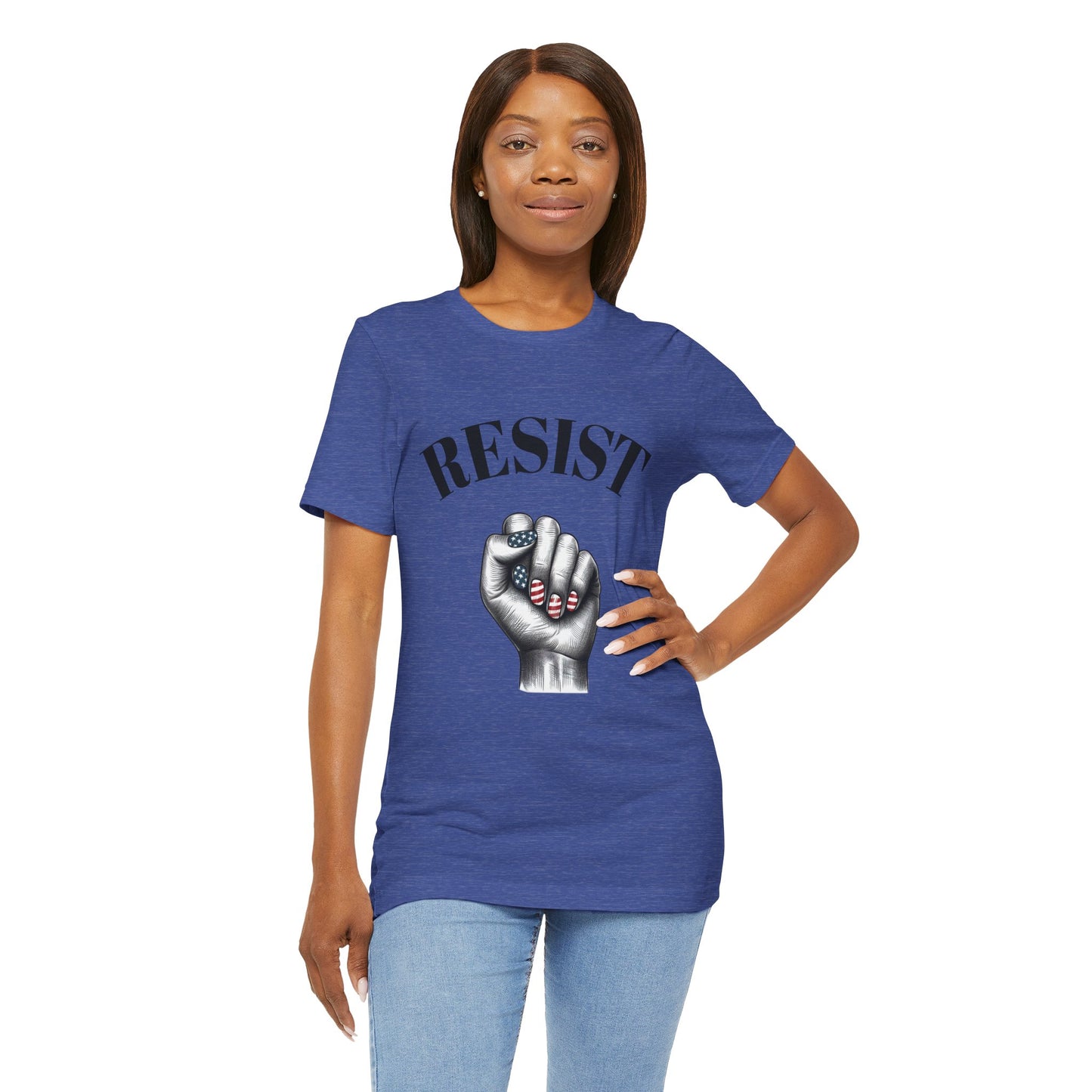 Resist Feminist Power Fist Tee – USA Flag Nails Protest Shirt - WhimSpin - https://whimspin.com