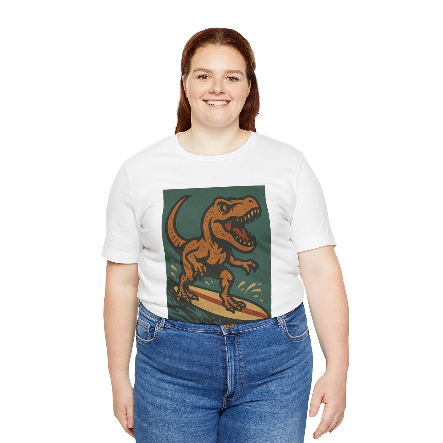 Surfing T-Rex T-Shirt – Funny Dinosaur Surfing Graphic Tee