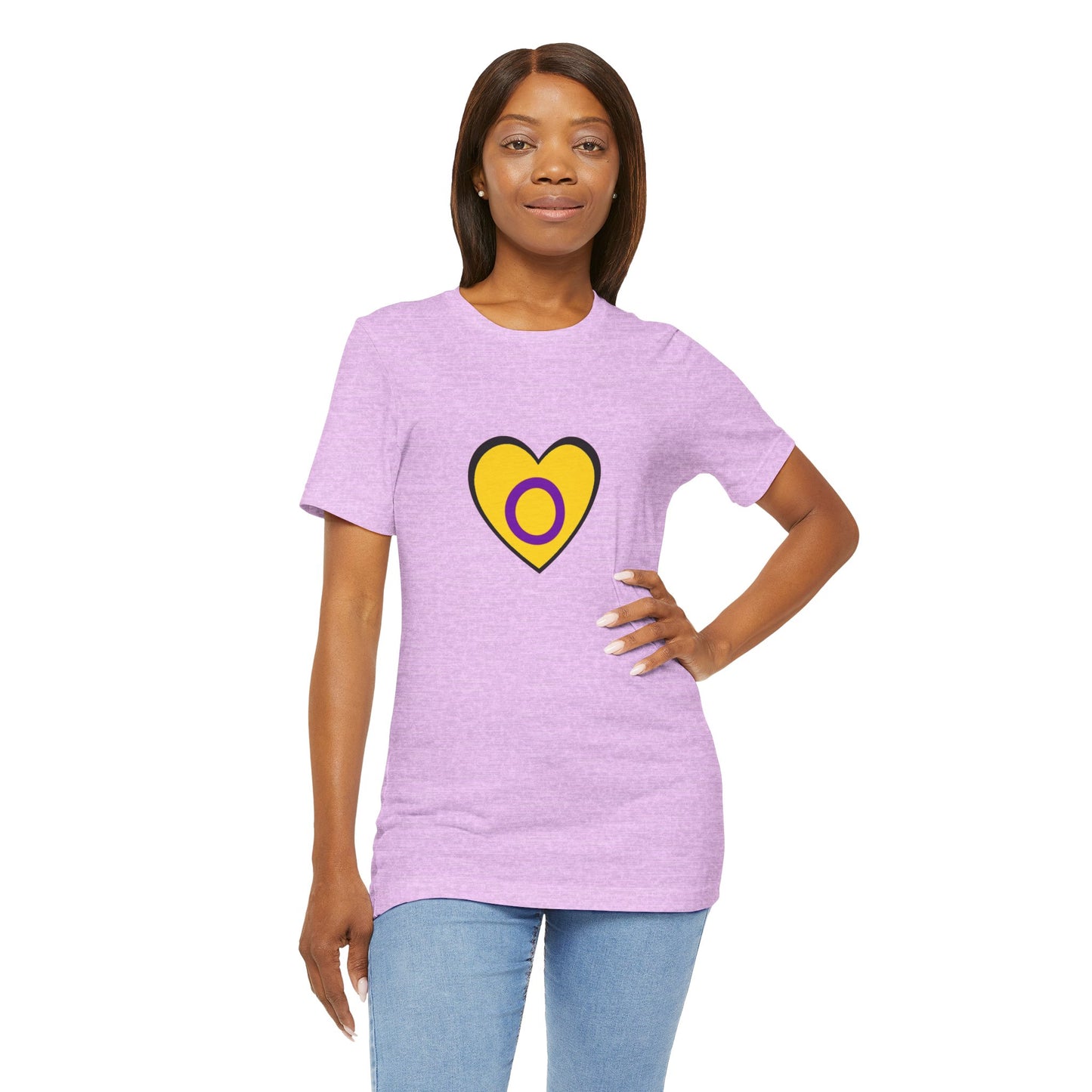 Intersex Pride Flag Heart T-Shirt – Minimalist LGBTQ+ Support Tee - WhimSpin - https://whimspin.com
