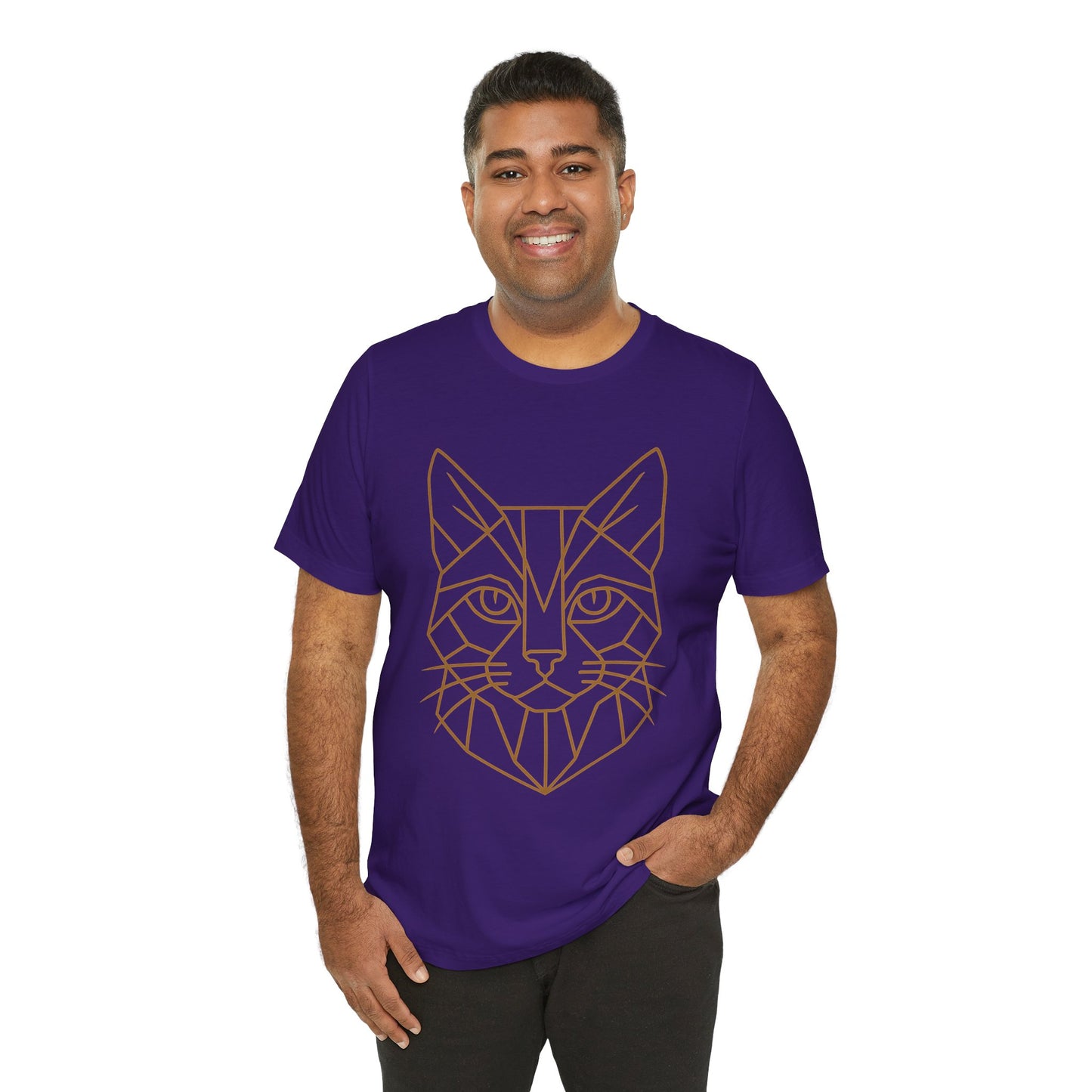 Geometric Cat T-Shirt – Minimalist Line Art Tee - WhimSpin - https://whimspin.com