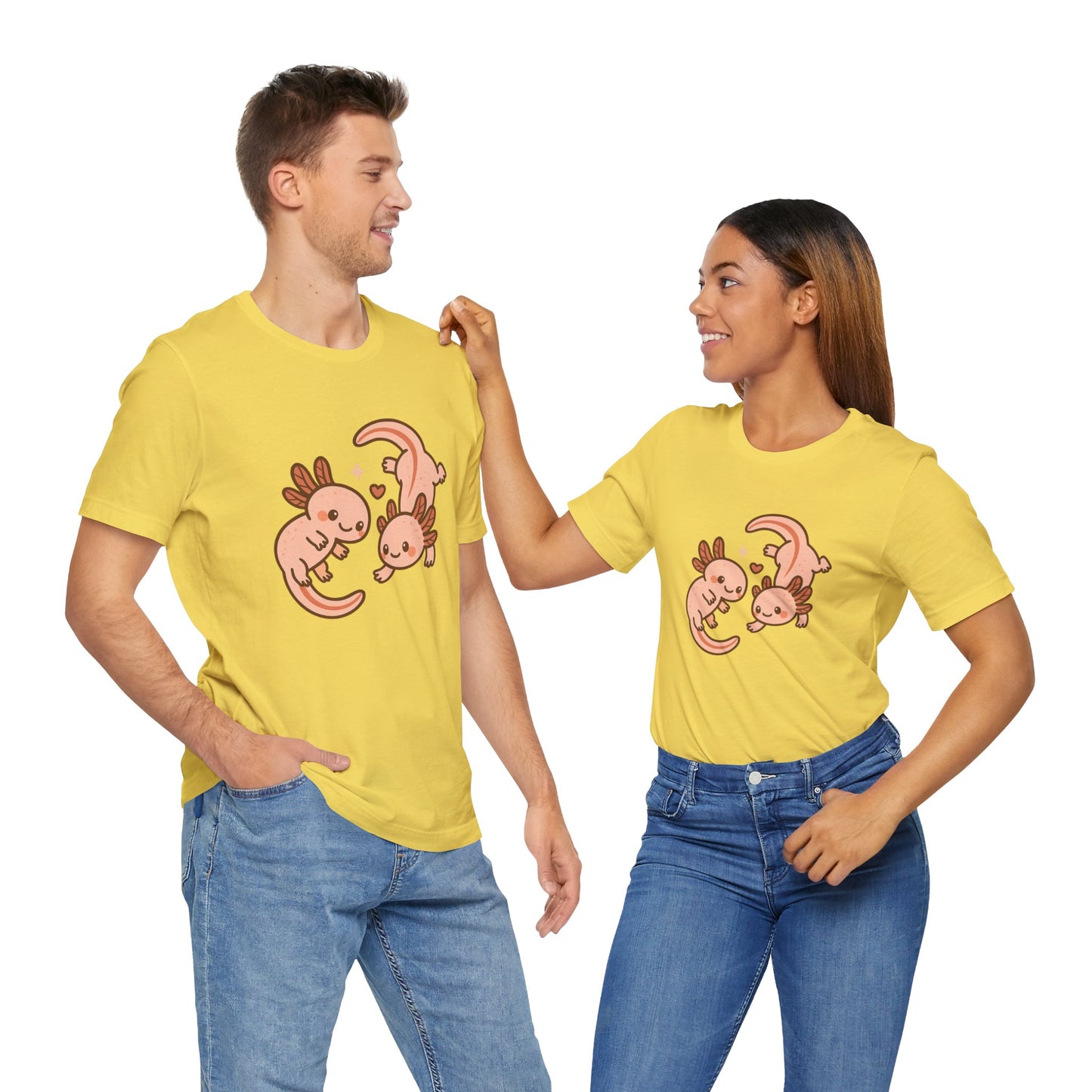 Kawaii Axolotl T-Shirt – Cute Tee with Smiling Axolotls - WhimSpin - https://whimspin.com