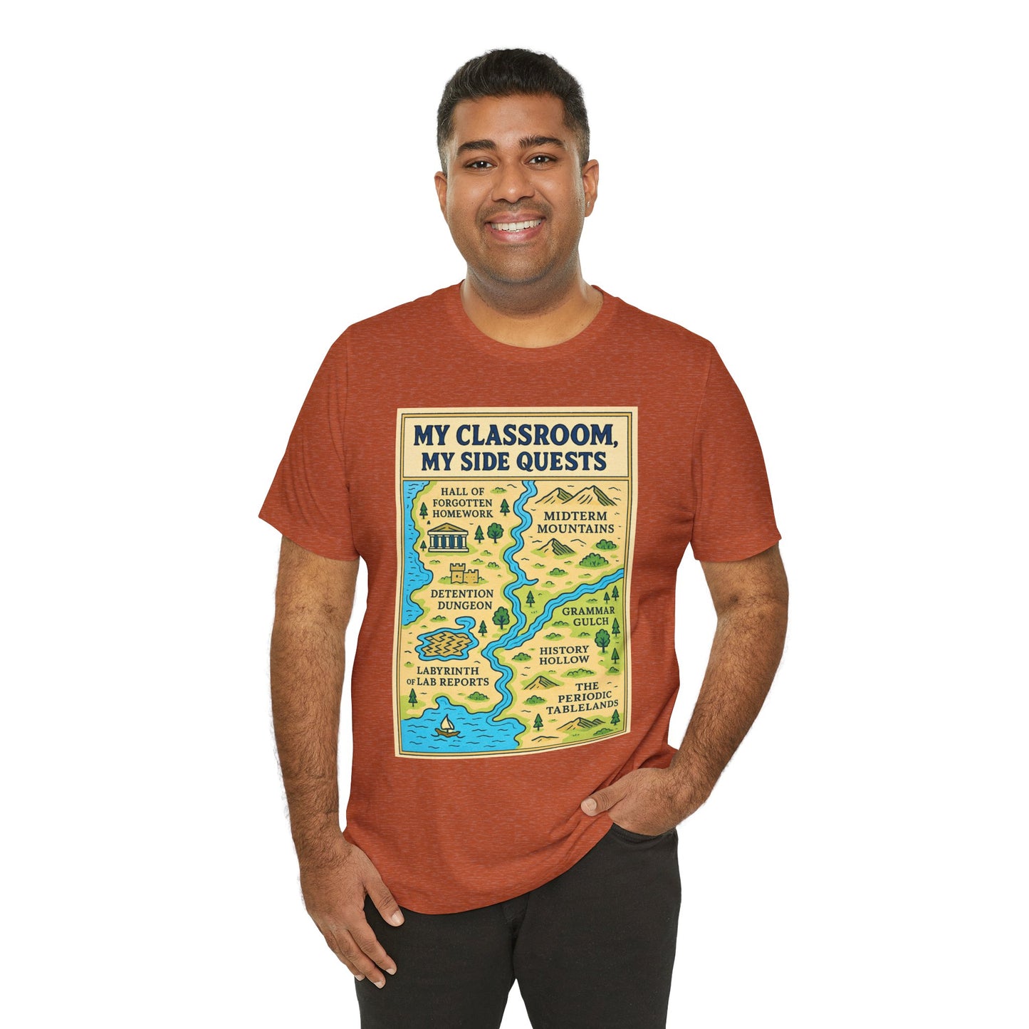My Classroom, My Side Quests T-Shirt – RPG Map Tee for Teachers
