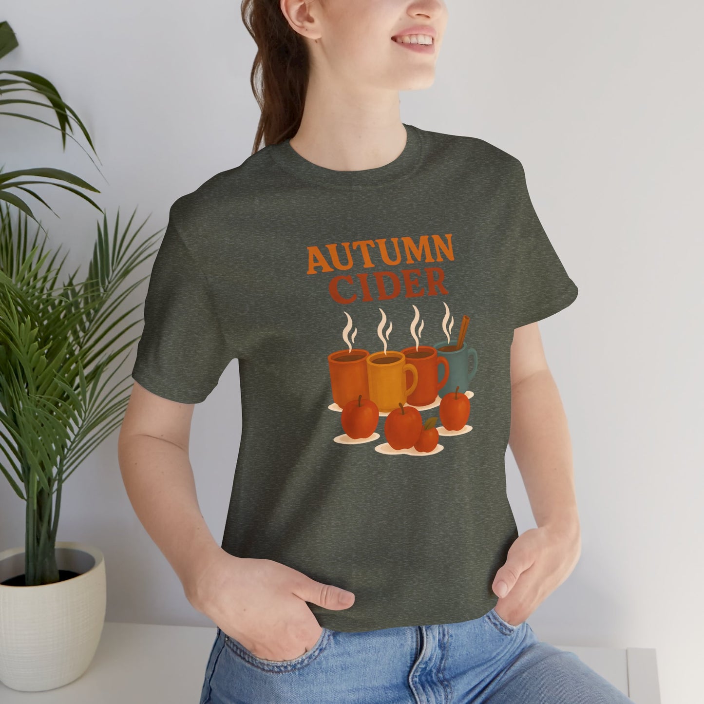 Autumn Cider T-Shirt – Cozy Fall Graphic Tee with Steaming Mugs