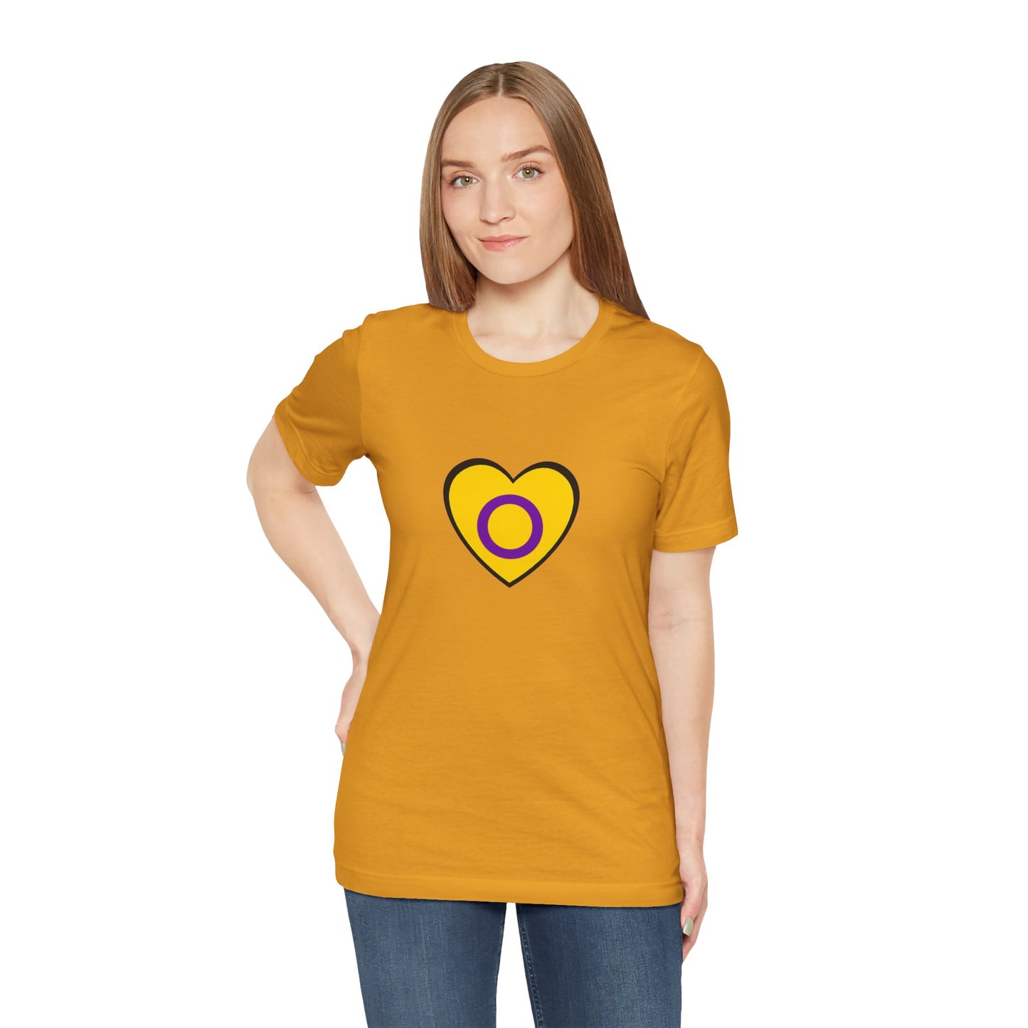 Intersex Pride Flag Heart T-Shirt – Minimalist LGBTQ+ Support Tee - WhimSpin - https://whimspin.com