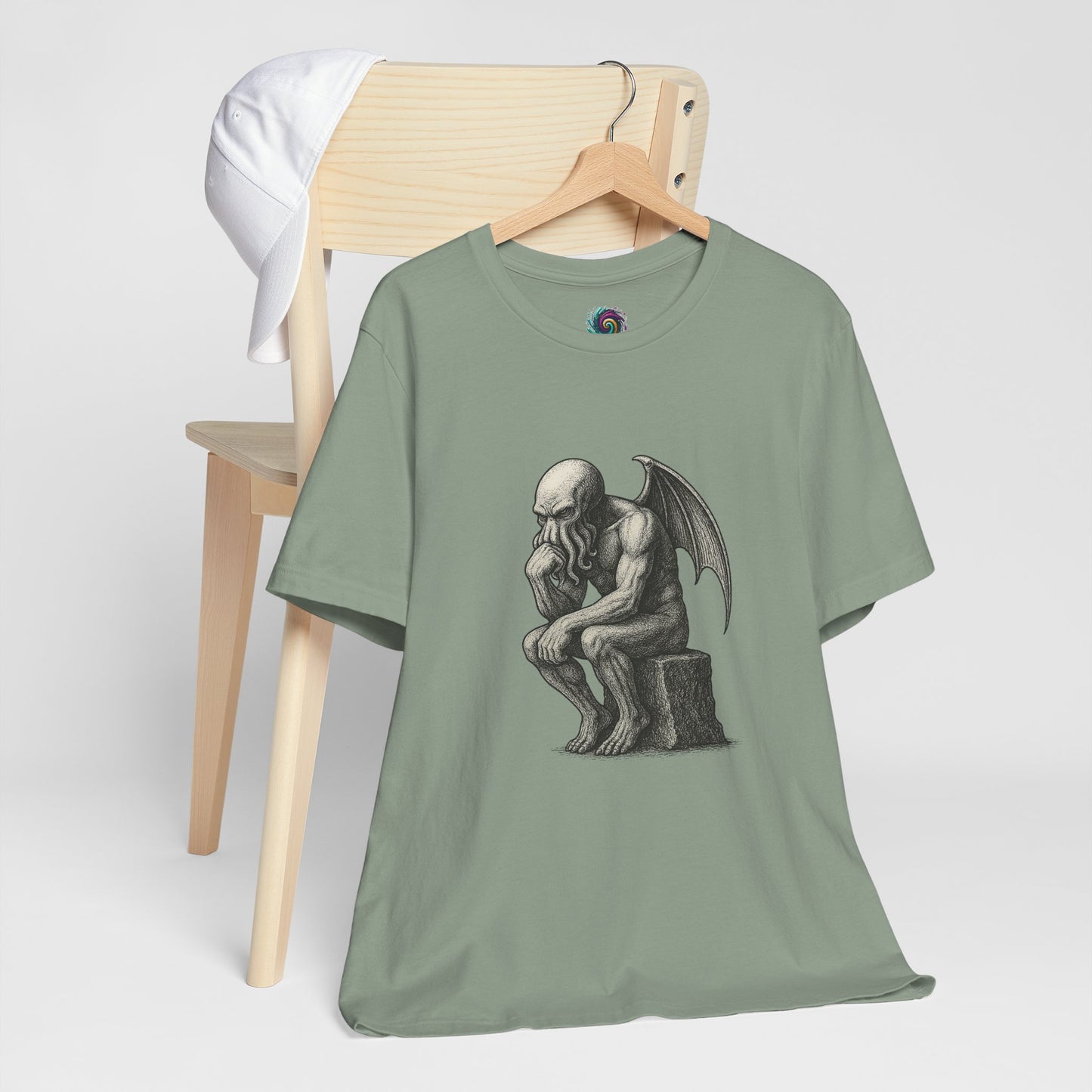 Cthulhu The Thinker Tee – Lovecraftian Parody Shirt
