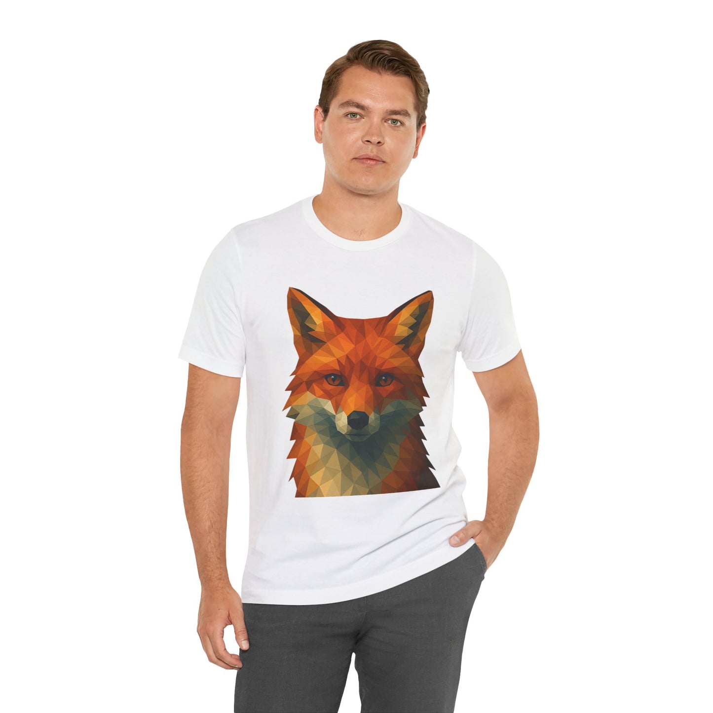 Geometric Fox T-Shirt – Polygon Animal Tee with Nature Vibes - WhimSpin - https://whimspin.com