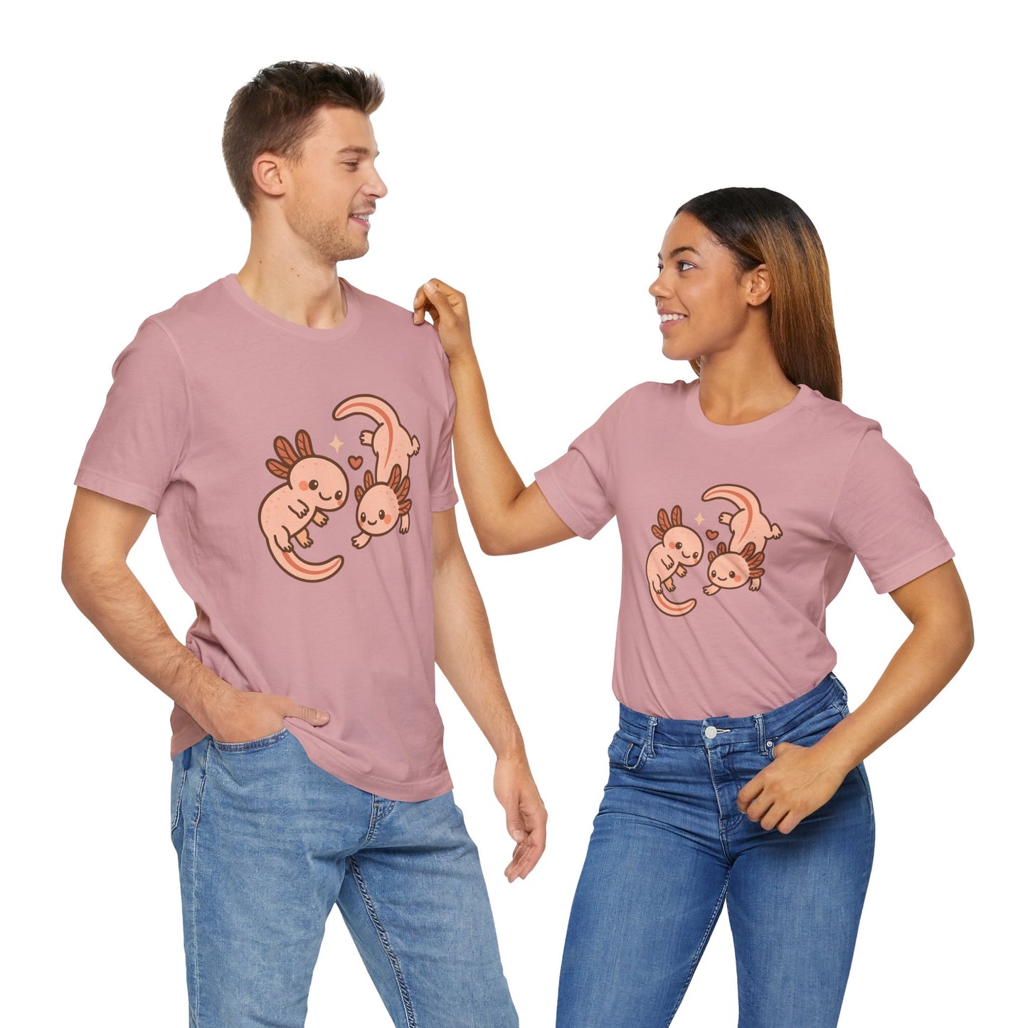 Kawaii Axolotl T-Shirt – Cute Tee with Smiling Axolotls - WhimSpin - https://whimspin.com