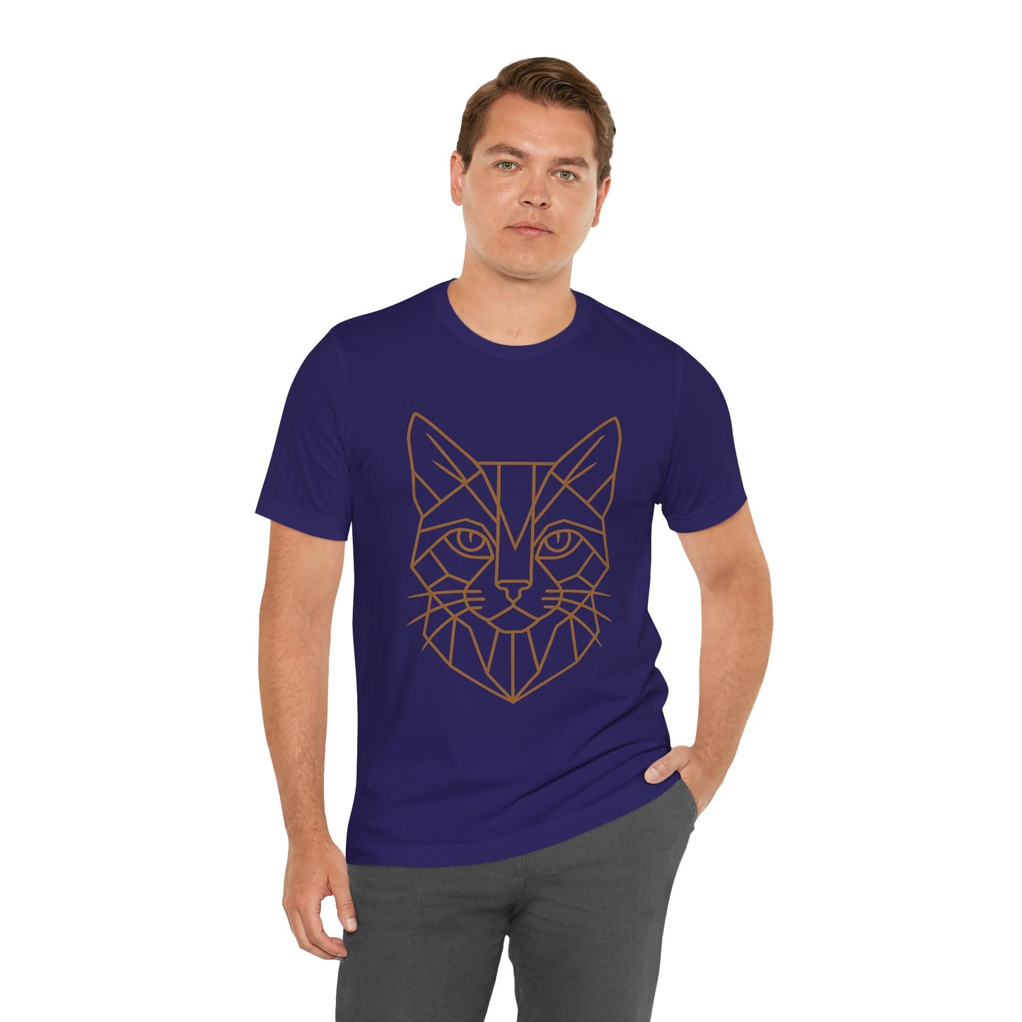 Geometric Cat T-Shirt – Minimalist Line Art Tee - WhimSpin - https://whimspin.com