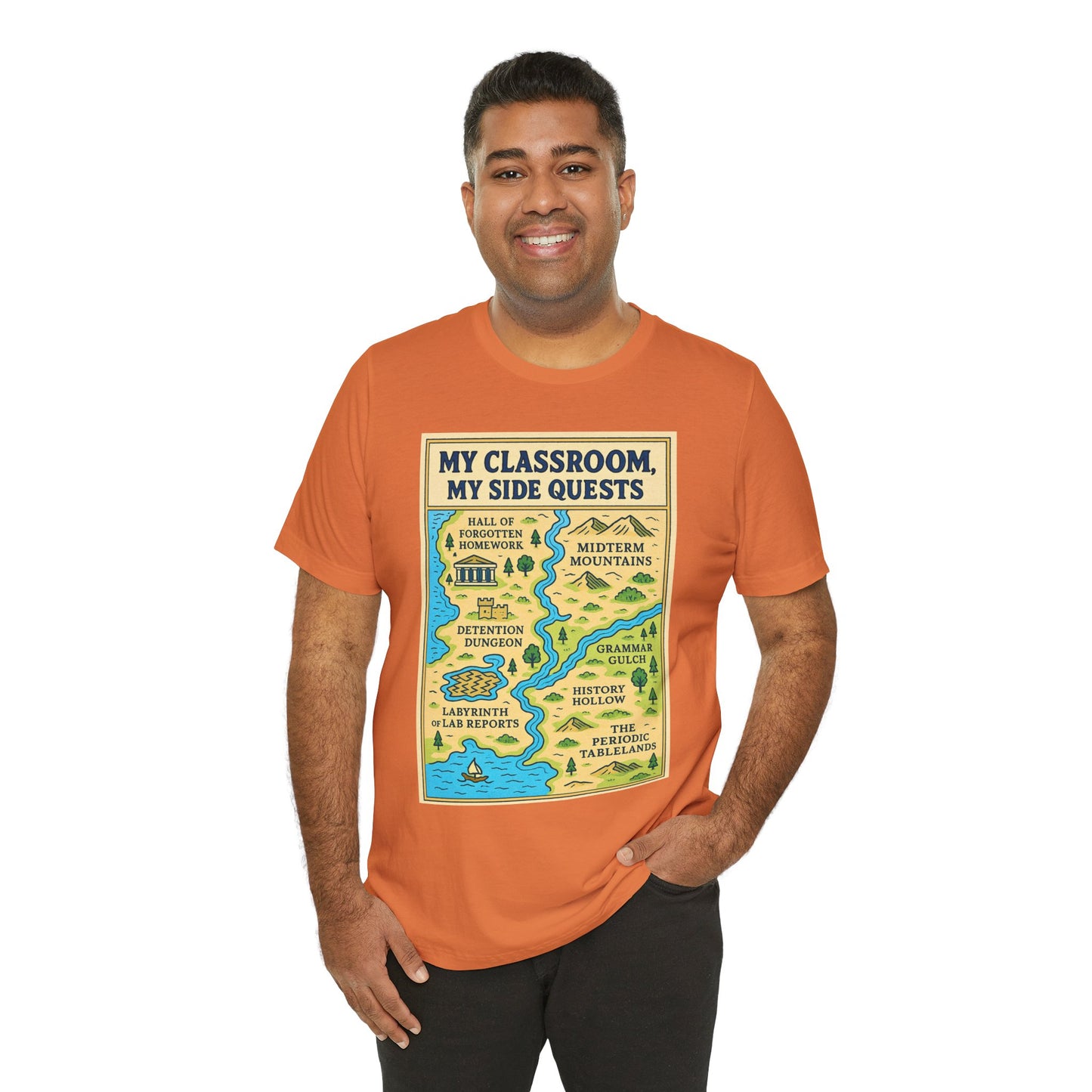 My Classroom, My Side Quests T-Shirt – RPG Map Tee for Teachers