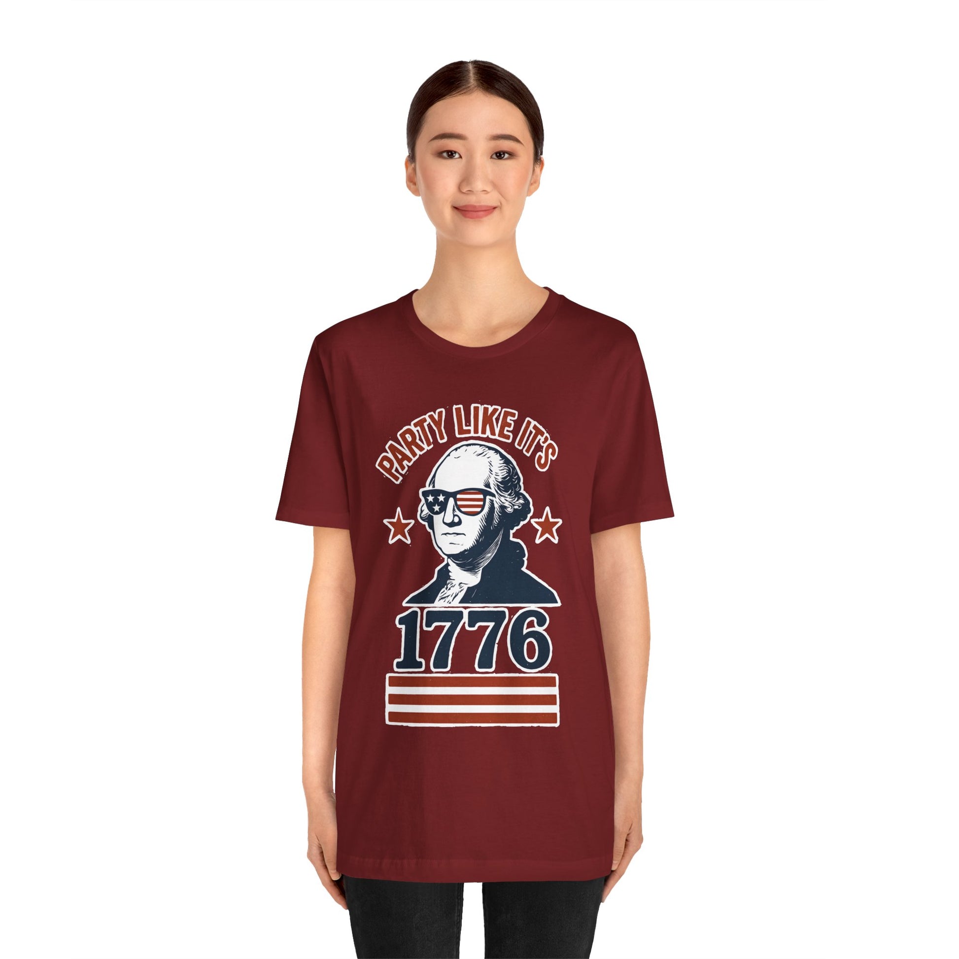 Party Like It's 1776 T-Shirt – Funny 4th of July Tee with George Washington Graphic - WhimSpin - https://whimspin.com