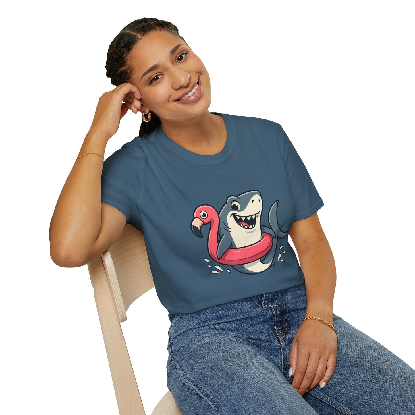 Shark & Flamingo Floatie T-Shirt – Funny Beach & Pool Day Tee