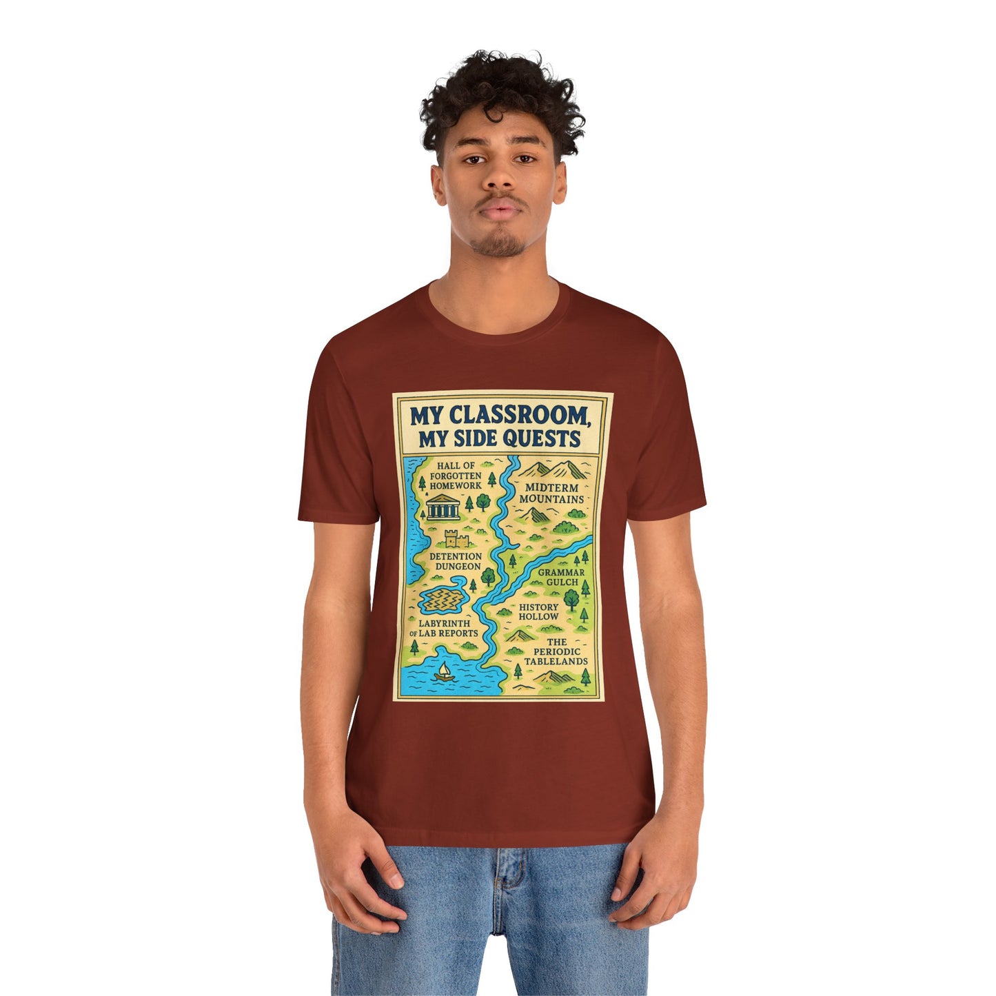 My Classroom, My Side Quests T-Shirt – RPG Map Tee for Teachers