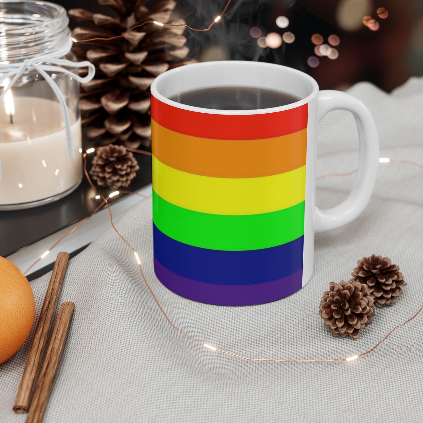 Progress Pride Flag Cup – LGBTQ+ Inclusive Rainbow Ceramic Mug