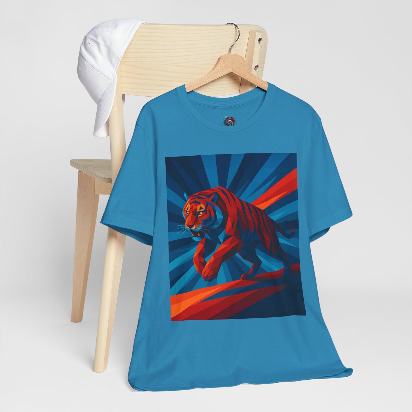 Geometric Tiger T-Shirt – Bold Jungle Animal Tee in Abstract Style - WhimSpin - https://whimspin.com