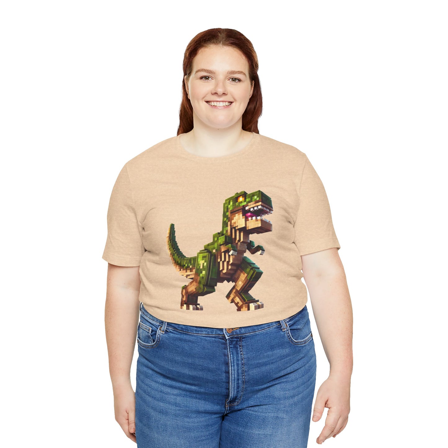 Pixel Dinosaur T-Shirt – Retro Dino Graphic Tee for Adults