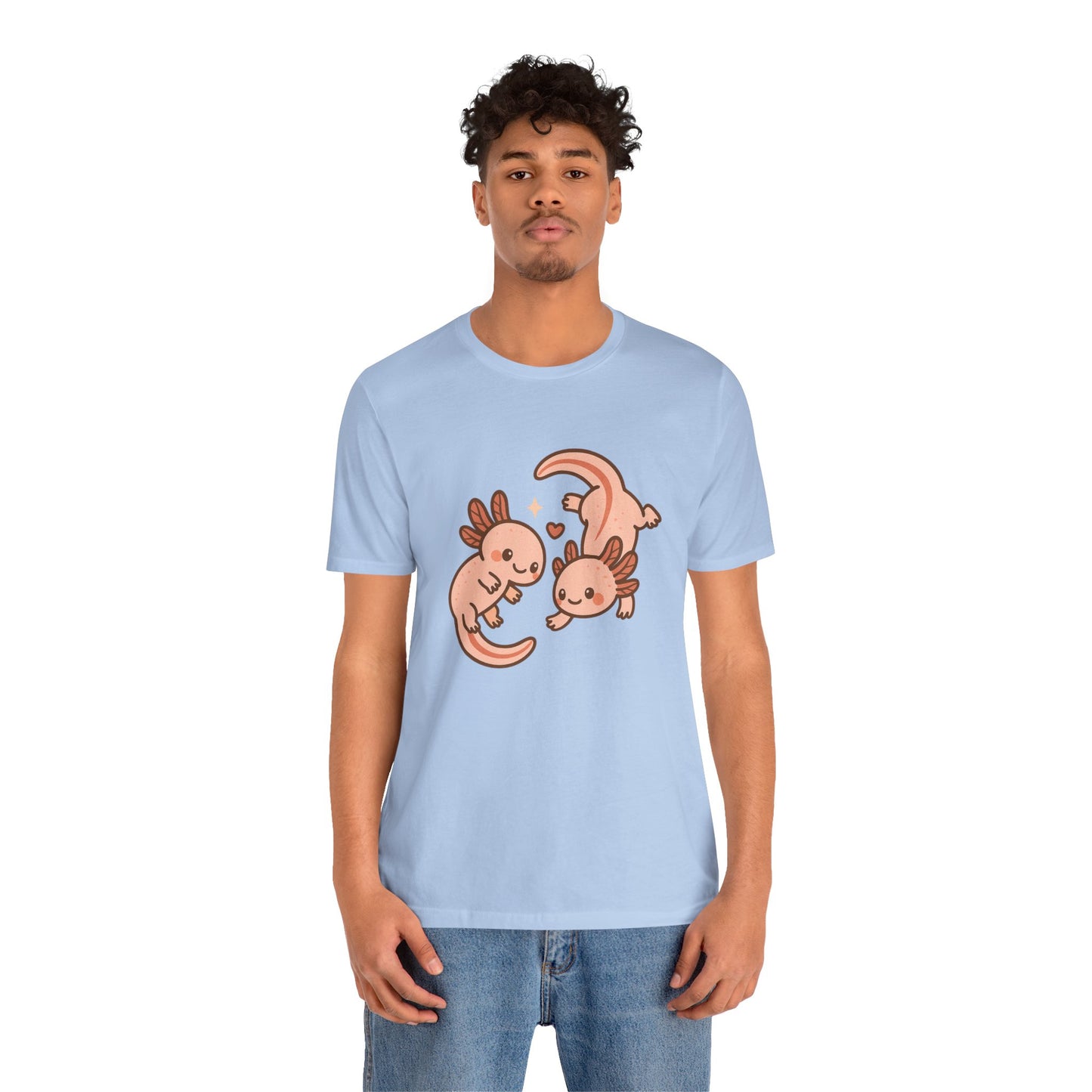 Kawaii Axolotl T-Shirt – Cute Tee with Smiling Axolotls - WhimSpin - https://whimspin.com
