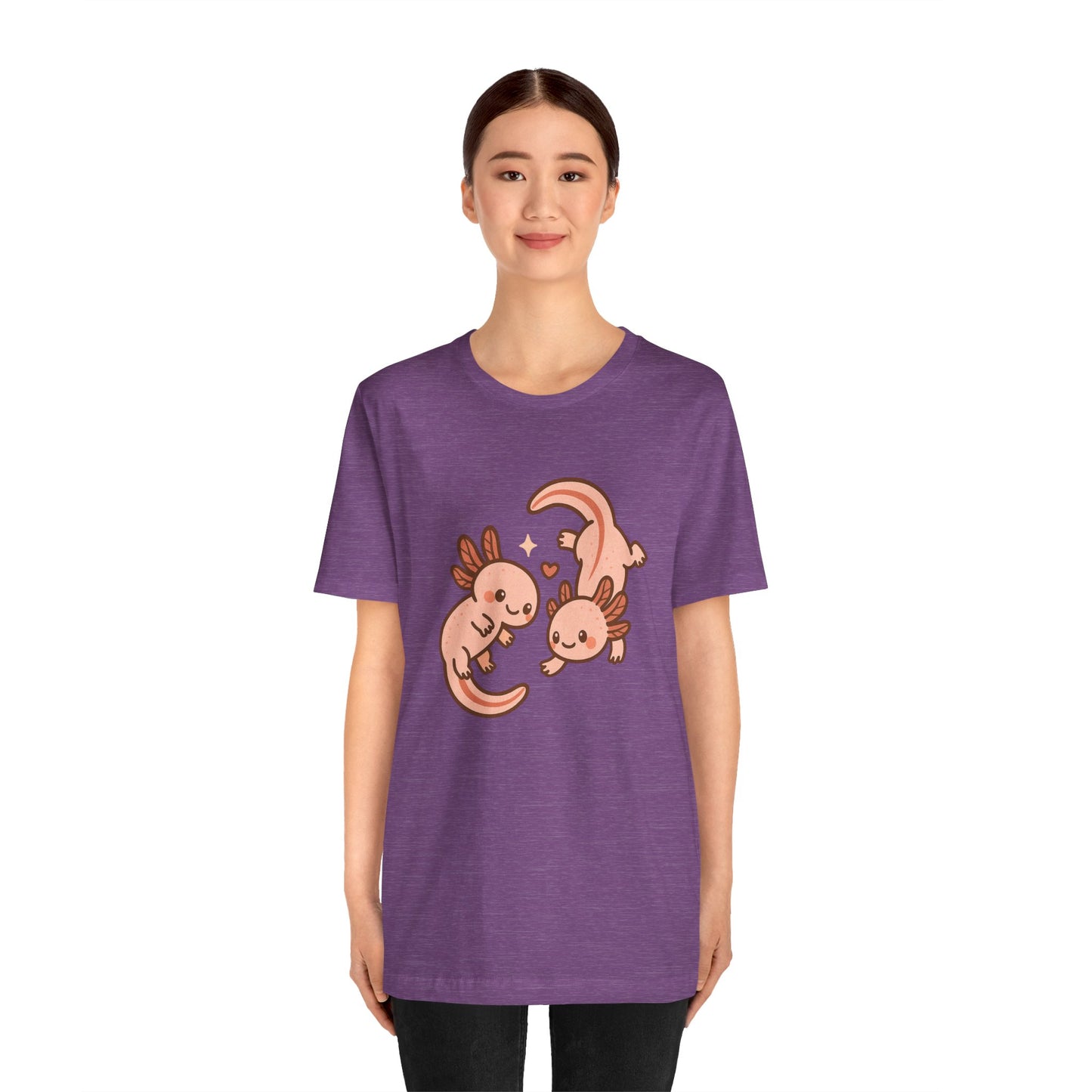 Kawaii Axolotl T-Shirt – Cute Tee with Smiling Axolotls - WhimSpin - https://whimspin.com