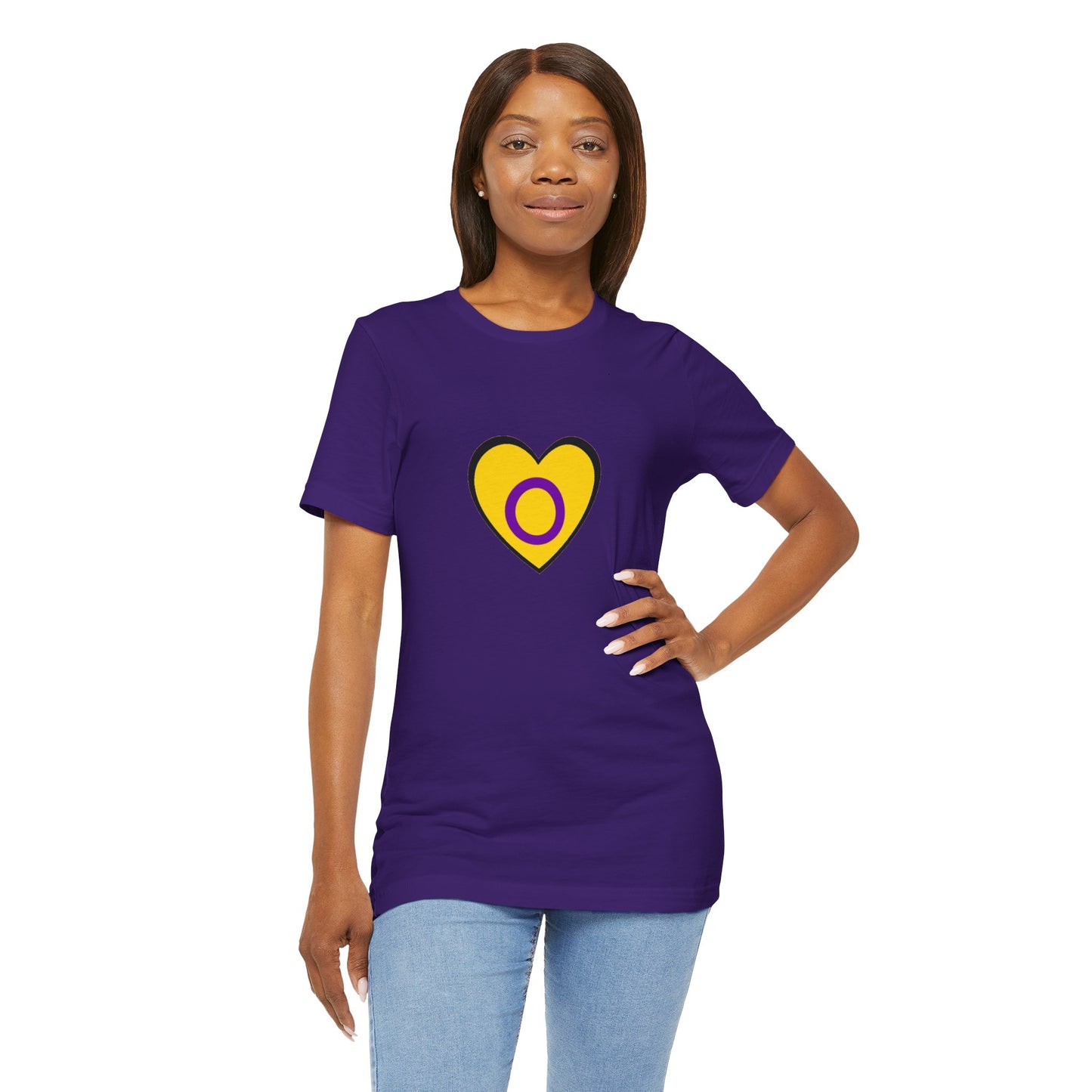 Intersex Pride Flag Heart T-Shirt – Minimalist LGBTQ+ Support Tee - WhimSpin - https://whimspin.com