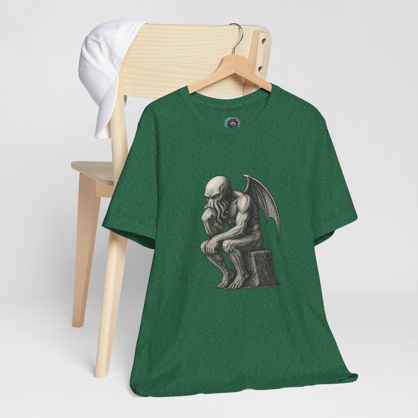 Cthulhu The Thinker Tee – Lovecraftian Parody Shirt