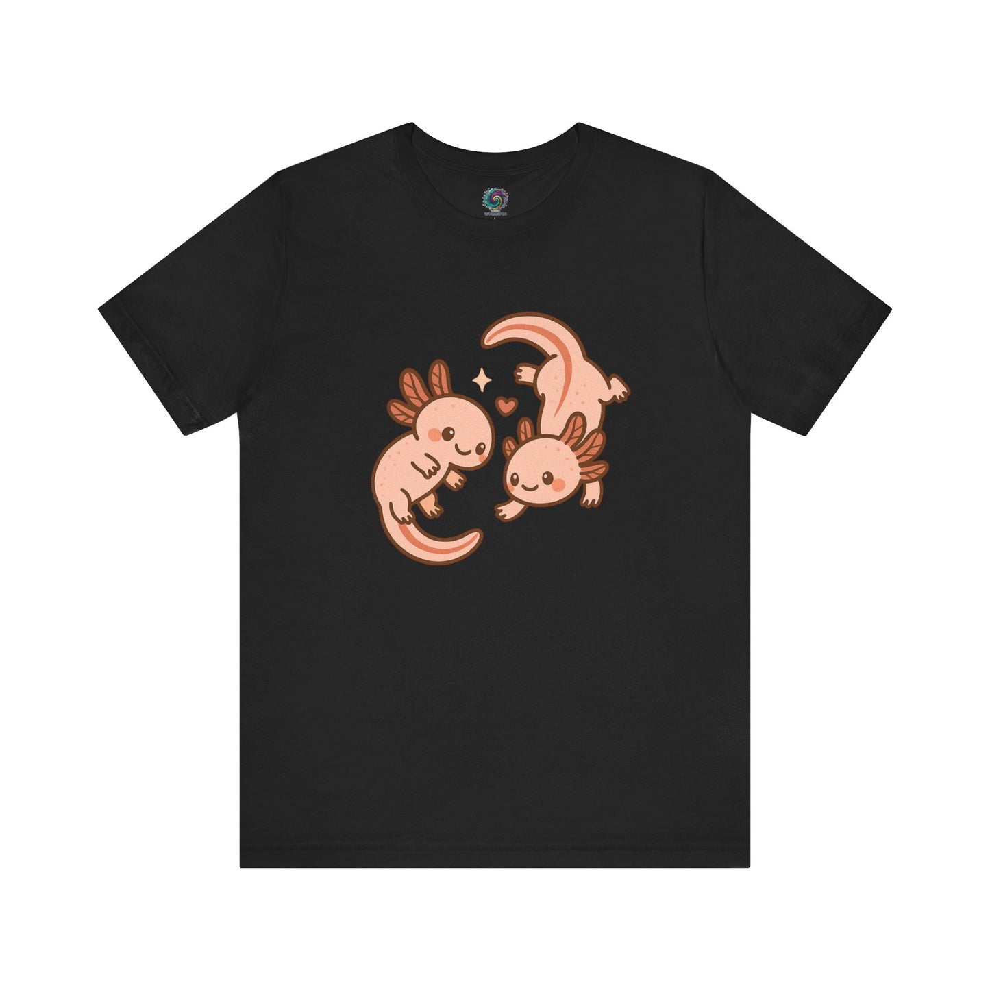 Black Kawaii Axolotl T-Shirt – Cute Tee with Smiling Axolotls - WhimSpin - https://whimspin.com