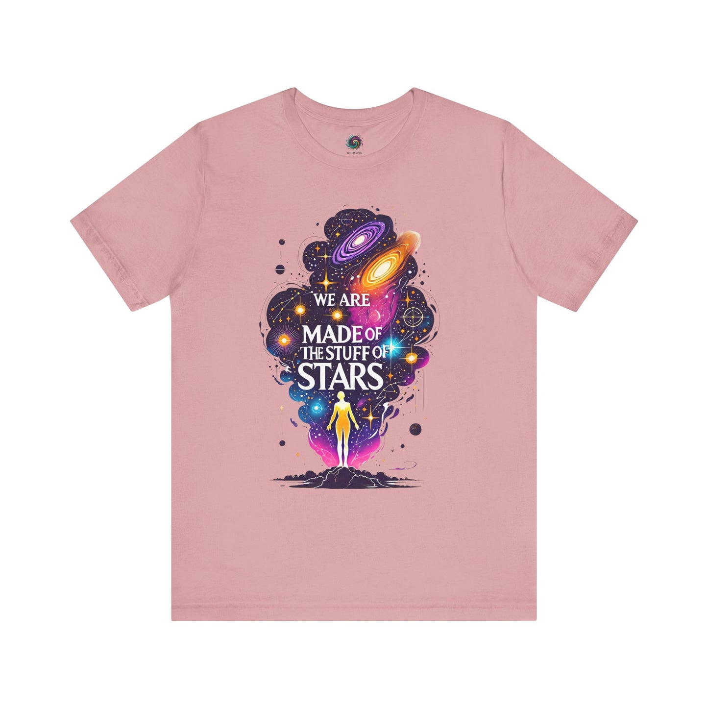 We Are Made of Star Stuff T-Shirt – Cosmic Galaxy Tee in orchid with radiant starlight design for science and astronomy fans.
