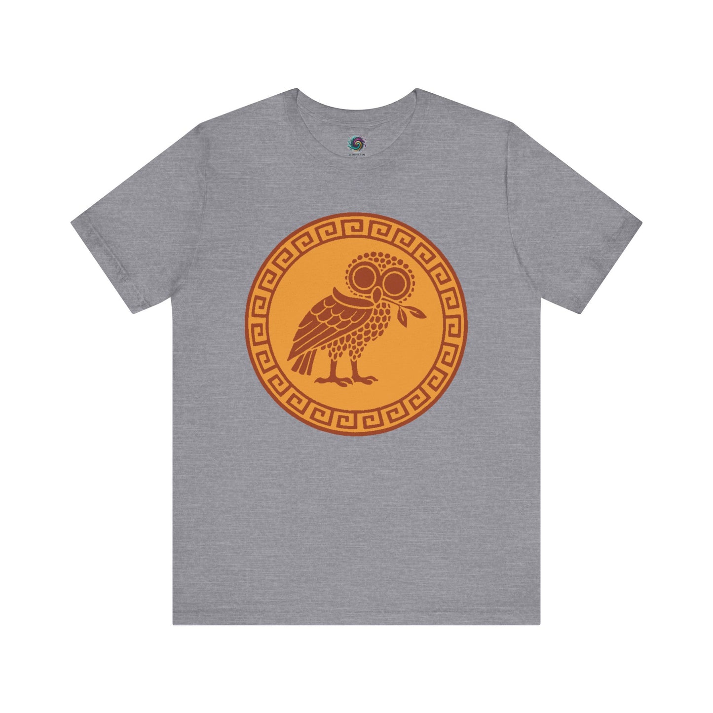Grey Athena’s Owl T-Shirt – Greek Mythology Bird Tee from WhimSpin on a white background