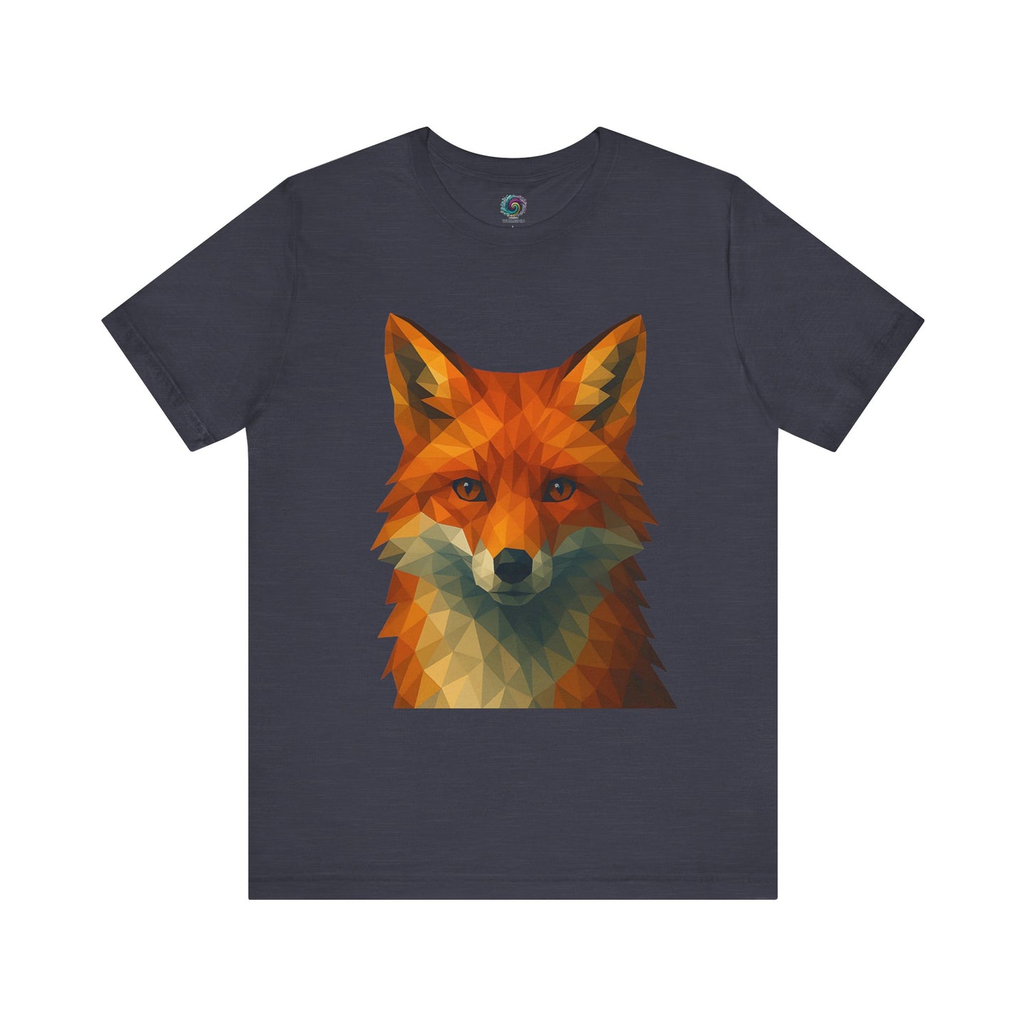 Navy Geometric Fox T-Shirt – Polygon Animal Tee with Nature Vibes - WhimSpin - https://whimspin.com