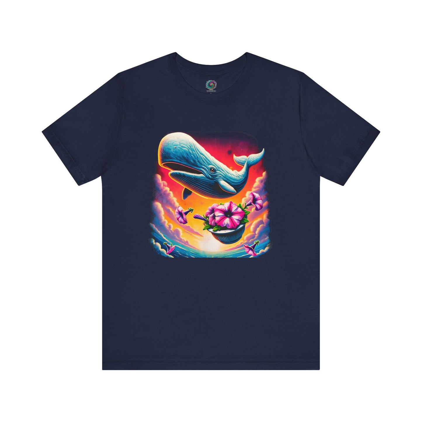 Oh No Not Again Petunias and Whale Tee – humorous oh no not again shirt in navy for fans of sci-fi references and graphic tees