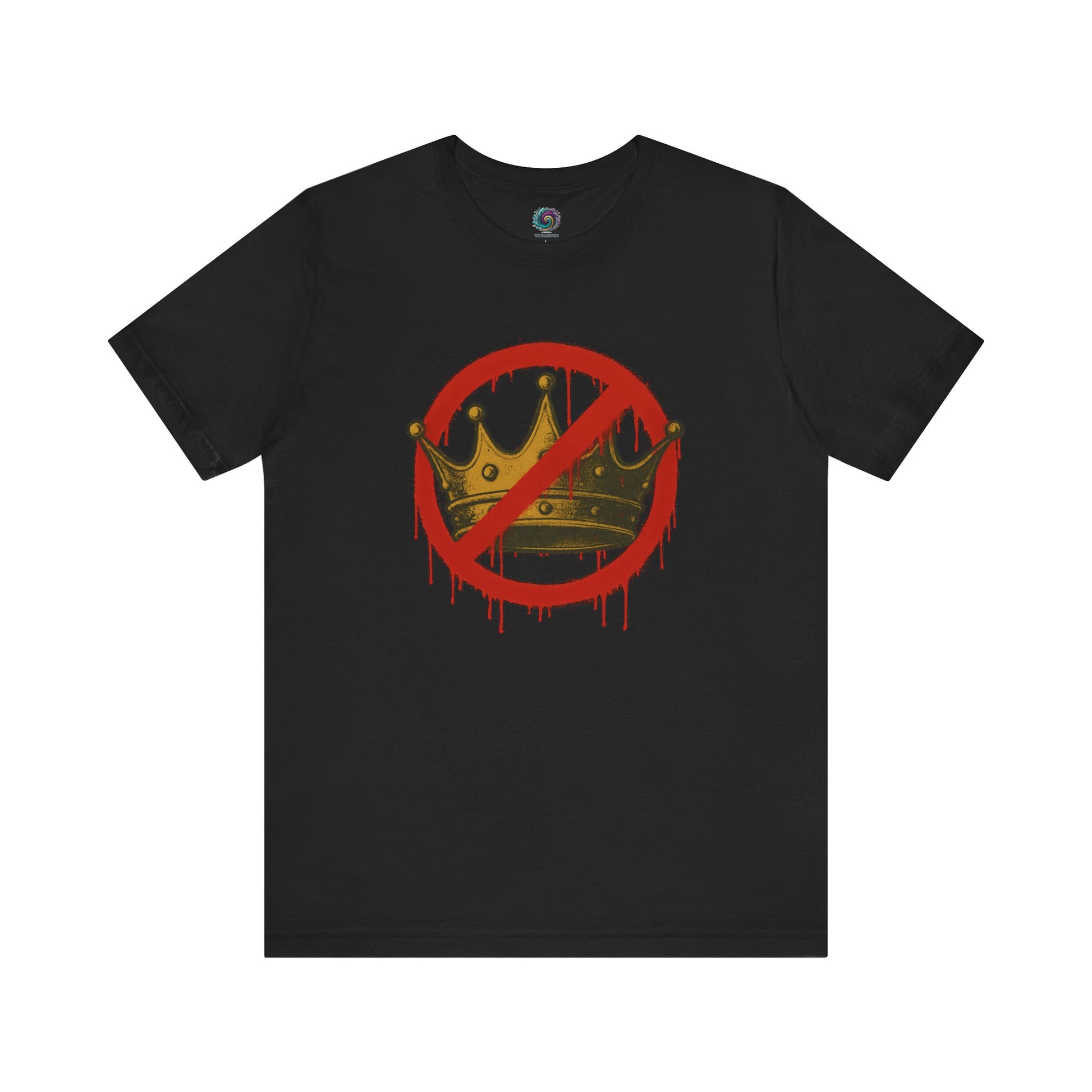 No Kings T-Shirt – Anti-Monarchy Protest Tee for Global Rebels in bold black with red crown strike-through graphic