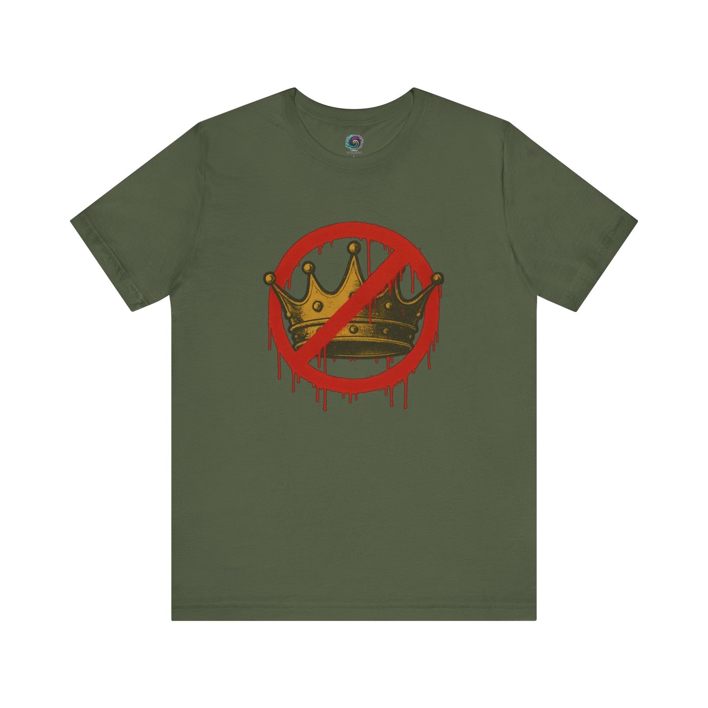 No Kings T-Shirt – Anti-Monarchy Protest Tee for Global Rebels in military green with bold protest-style print
