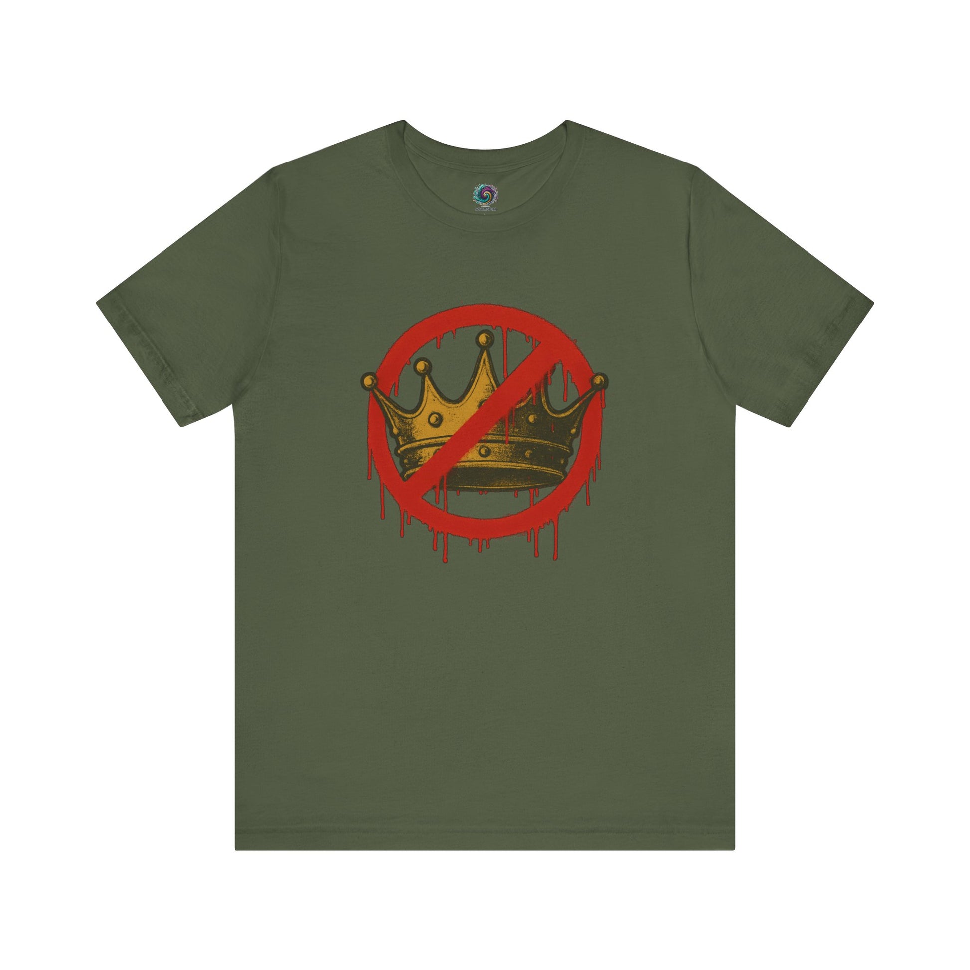 No Kings T-Shirt – Anti-Monarchy Protest Tee for Global Rebels in military green with bold protest-style print