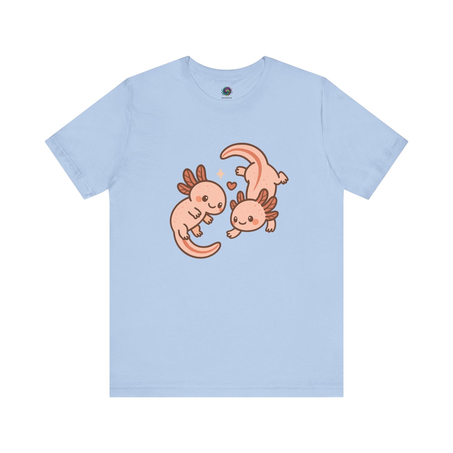Periwinkle Kawaii Axolotl T-Shirt – Cute Tee with Smiling Axolotls - WhimSpin - https://whimspin.com